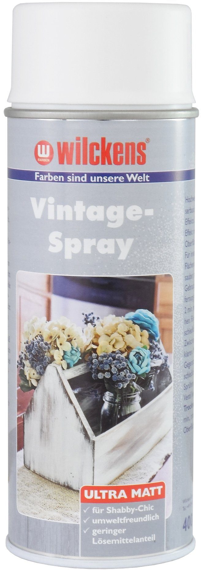 Wilckens Farben 400ml Vintagespray Sprühfarbe, Weiss