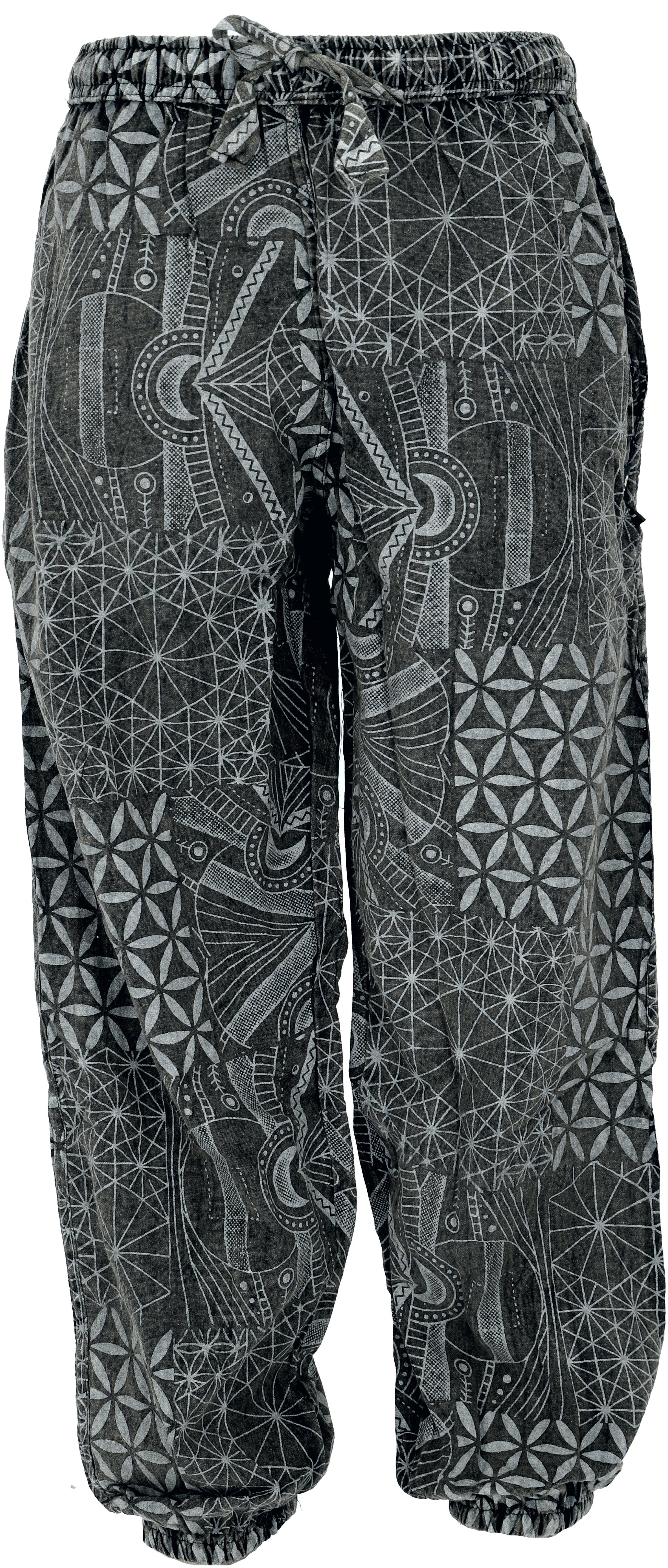Guru-Shop Relaxhose Stonewash Yogahose, Unisex Baumwoll-Goa-Hose.. Retro, Ethno Style, alternative Bekleidung