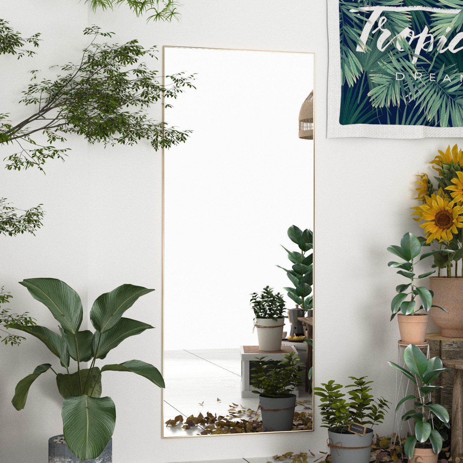 Elemango Ganzkörperspiegel 165x60cm, stehender Spiegel, großer Boden-Spiege günstig online kaufen