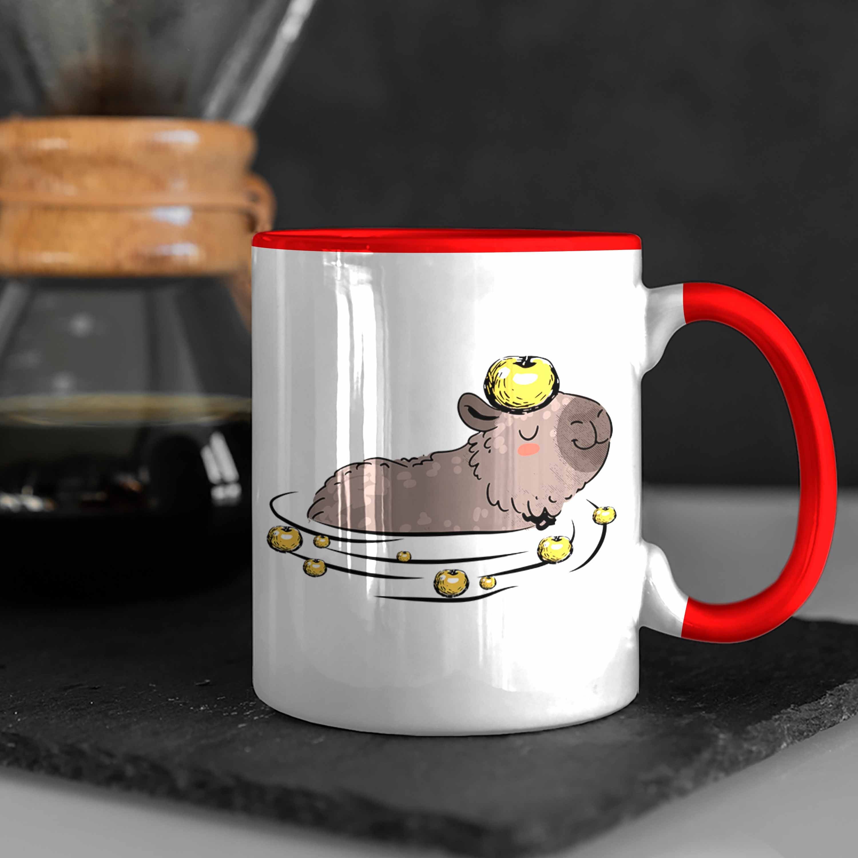 Capybara Geschenk Tasse Trendation Liebhaber mit für Tasse Rot Capybara-Motiv