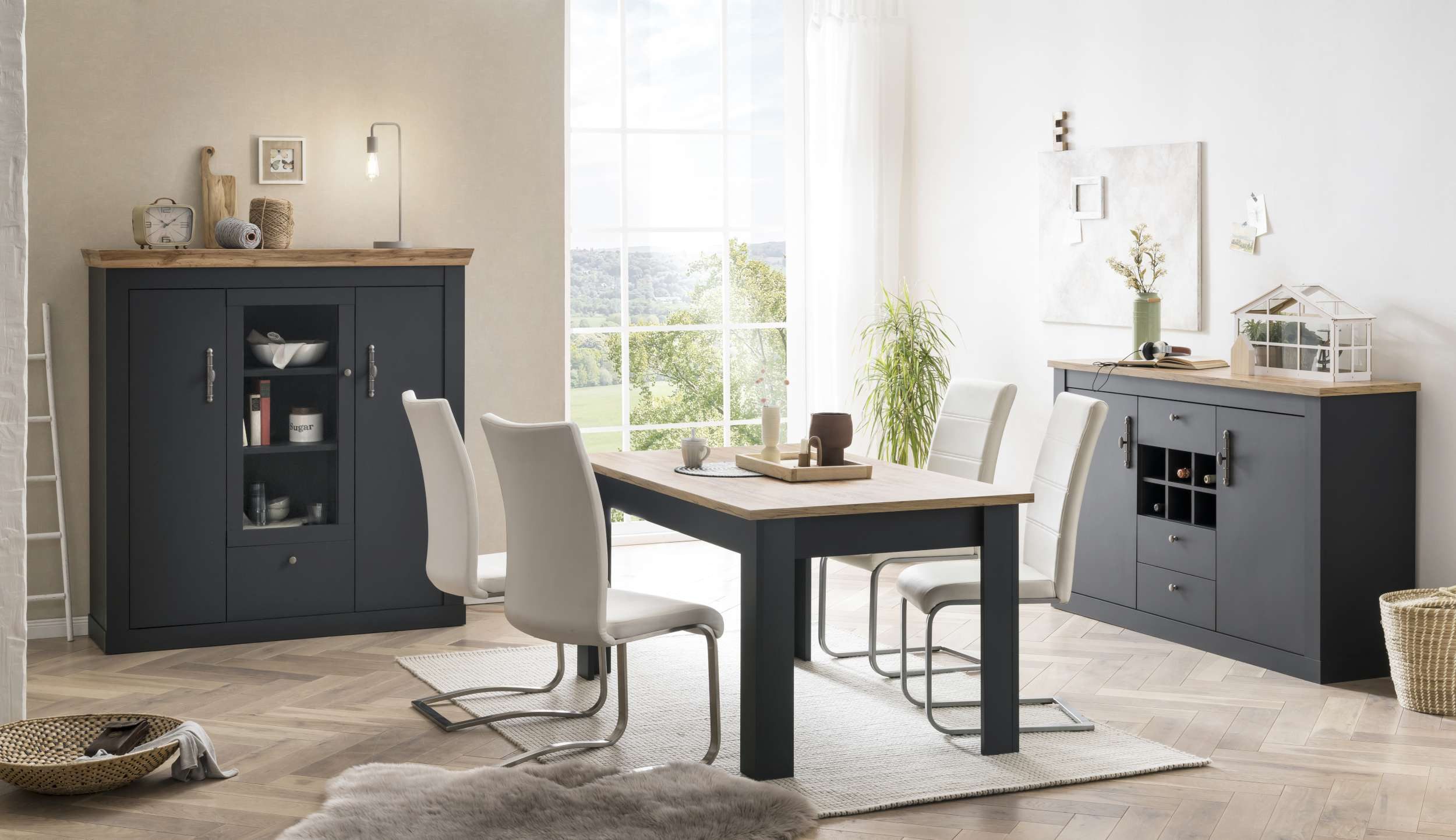 99rooms Essgruppe Marko, (Set (3-St), Esszimmerset), Soft-Close-Funktion, wahlweise mit LED-Beleuchtung