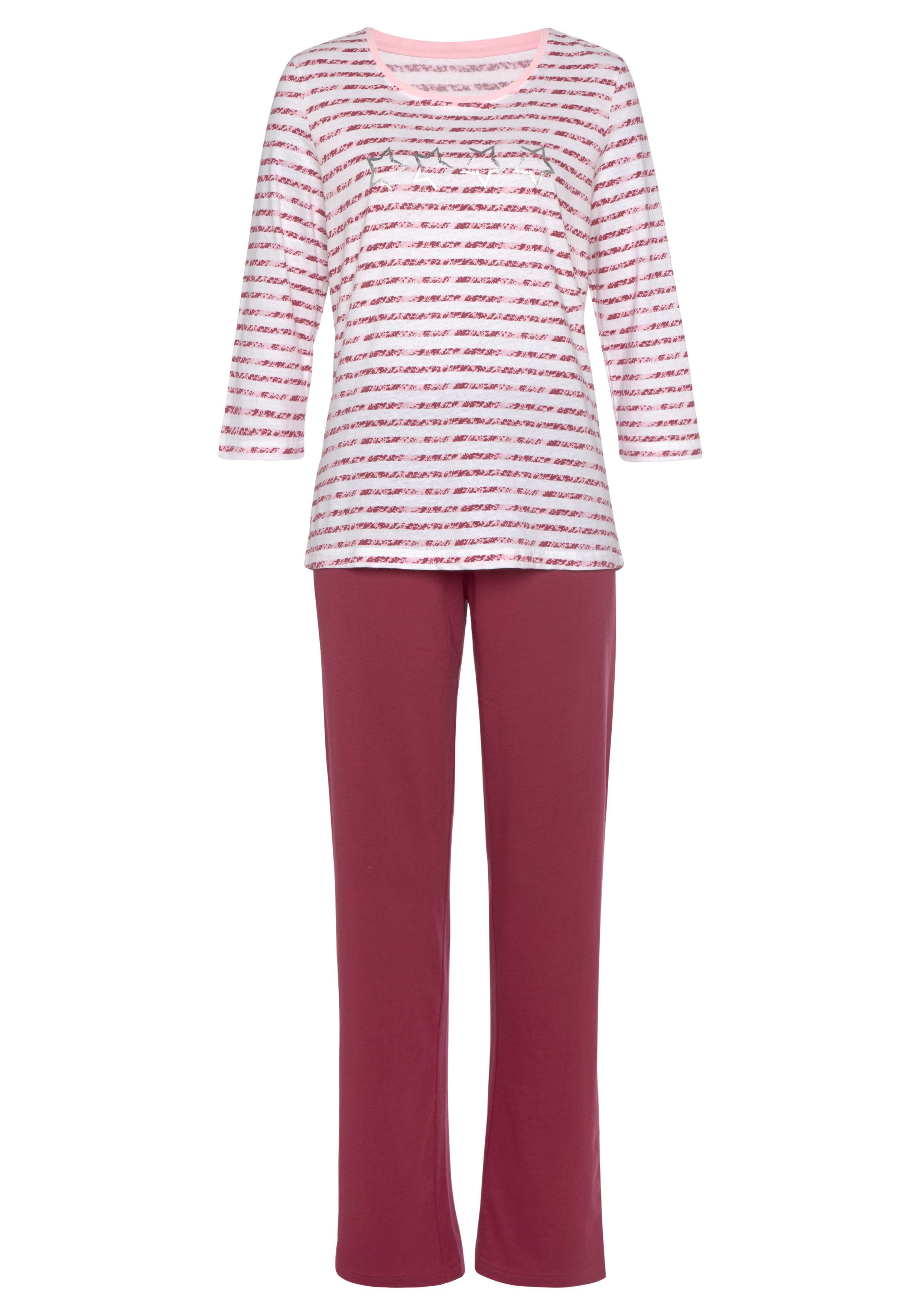 Vivance Dreams tlg) pink-rot-gestreift Pyjama (2