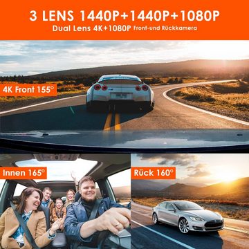 VANTRUE N4 3 Lens 4K Dashcam (Full HD, 4K Ultra HD, GPS-Modul separat erhältlich., Bewegungsüberwachung, 2.5K+ 2.5K+ 1080P, Infrarot Nachtsicht, Max. 512GB)