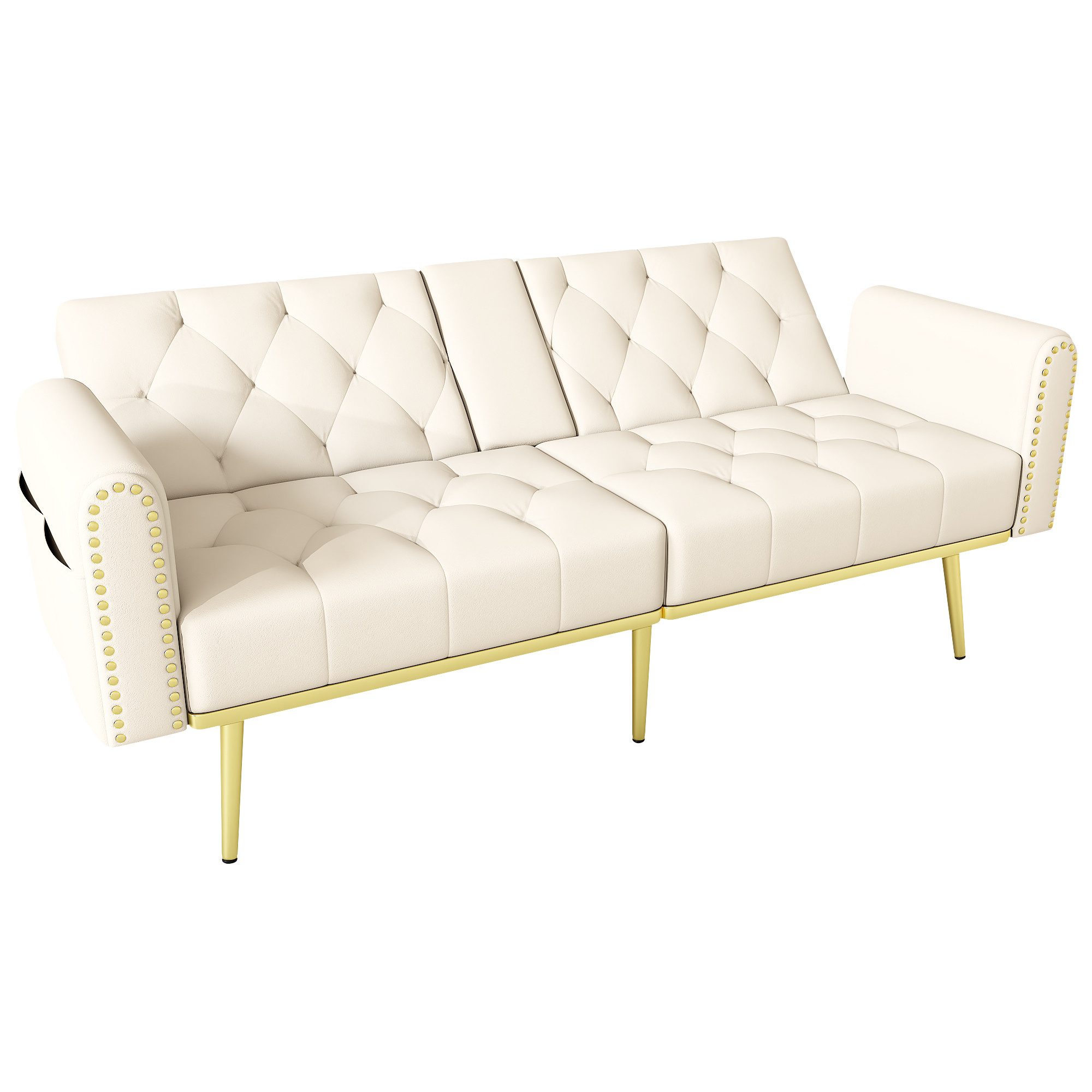 Merax Schlafsofa mit 3 verstellbaren Neigungswinkeln & ausklappbarer Liegefunktion, 2 sitzer Klappsofa Polstersofa mit bettfunktion 1 Teile, Sofa klappbar mit G – Bild 2 von 5