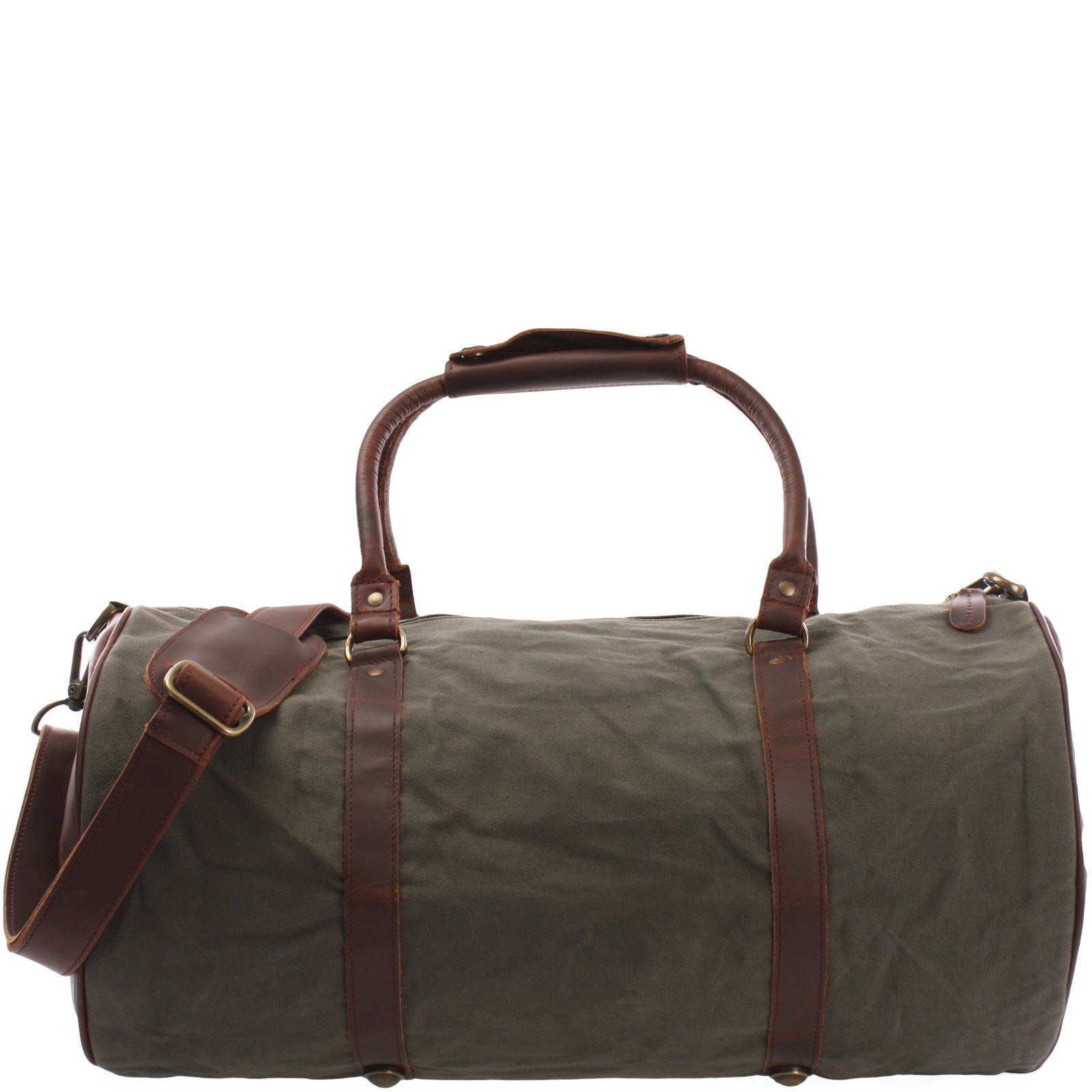 LECONI Небольшие сумки для поездок  Reisetasche Damen & Herren Sporttasche vintage Leder + Canvas LE2004, Gewachster Canvas – Lederapplikationen – 53×28×28 cm