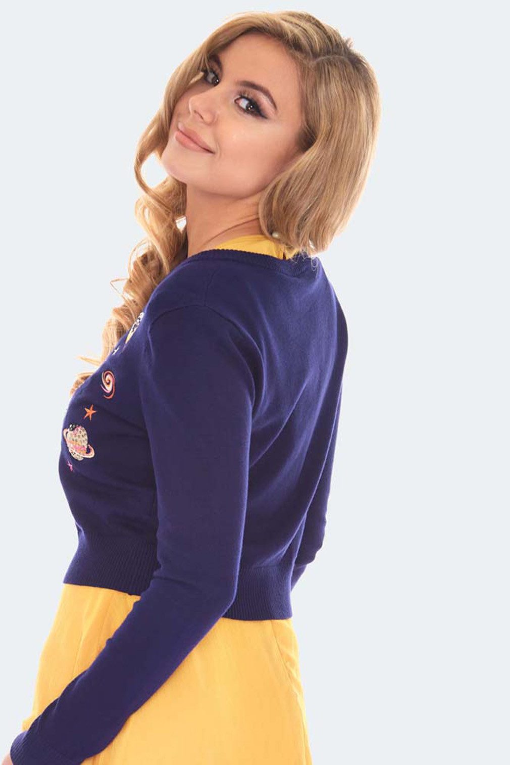 Voodoo Vixen Strickjacke Space Chic Cardigan Retro Vintage Cardigan Weltrau günstig online kaufen