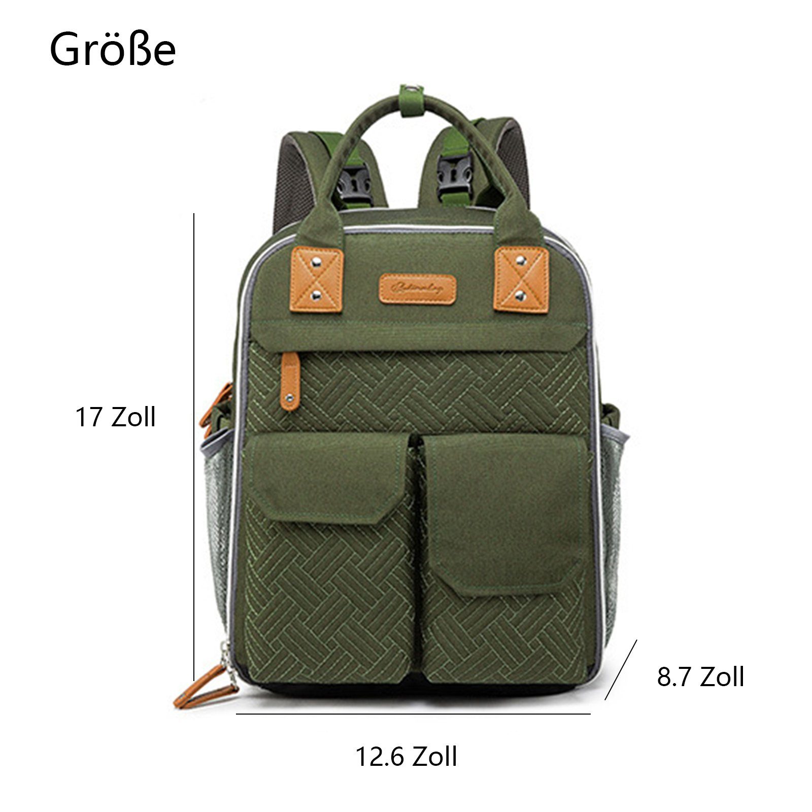 Milchfläsche mit tragbarer Babytasche, Wickelrucksack), REDOM Multifunktional, Schnullerhalter Tasche Wärmeisolierte Babyflasche Flaschenhalter, Rucksack Isoliertasche Rucksack Wickelauflage Dunkelgrün Baby Kinderwagengurte Multifunktions-Babytaschen Wickelrucksack (Windeln Wickeltasche