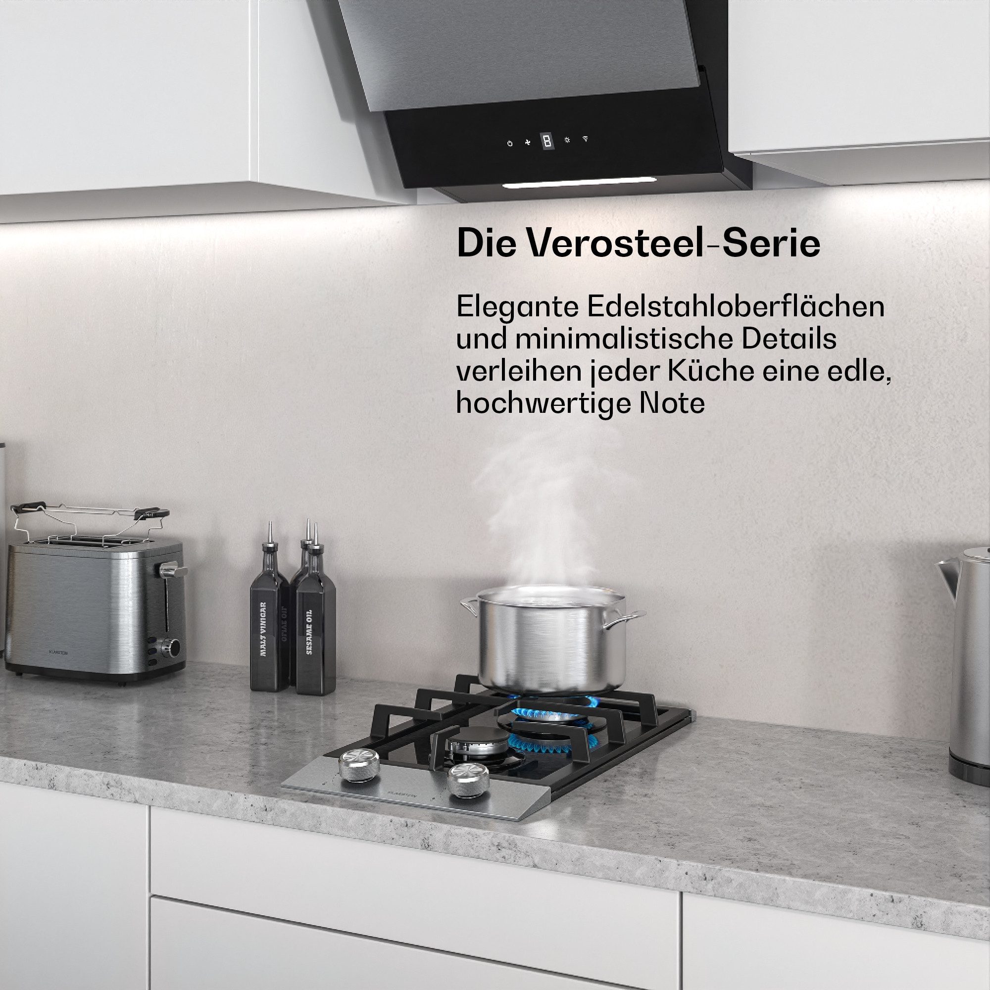 Klarstein Gas-Kochfeld Verosteel, Elektrische Kochfelder 2 Gas Brenner Aluminium 4200 W