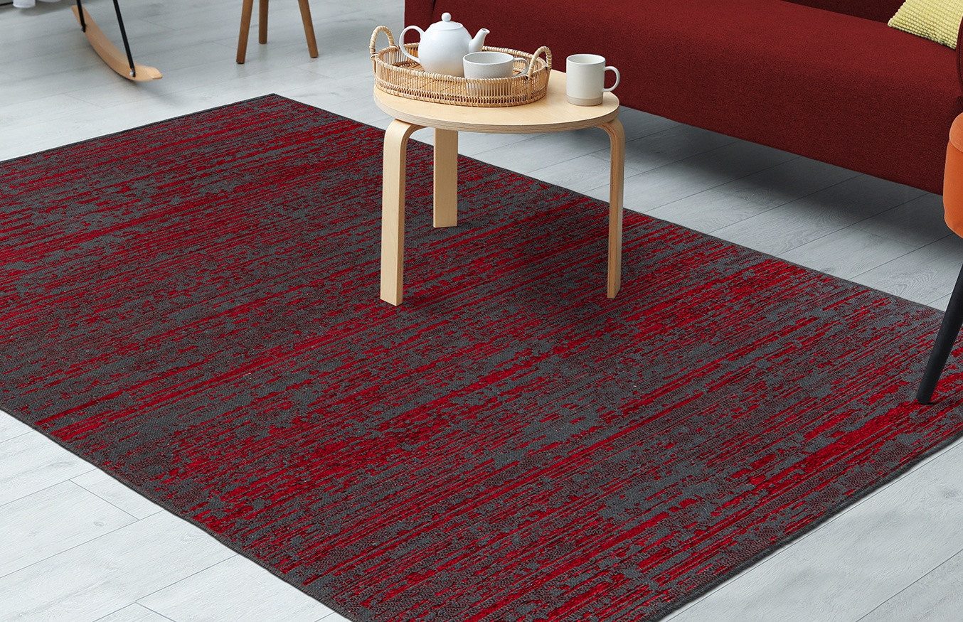 Kayoom Teppich Kalea 125, rechteckig, Höhe: 8 mm, Flachgewebeteppich mit Relief-Design, Used-Look, moderne Farben