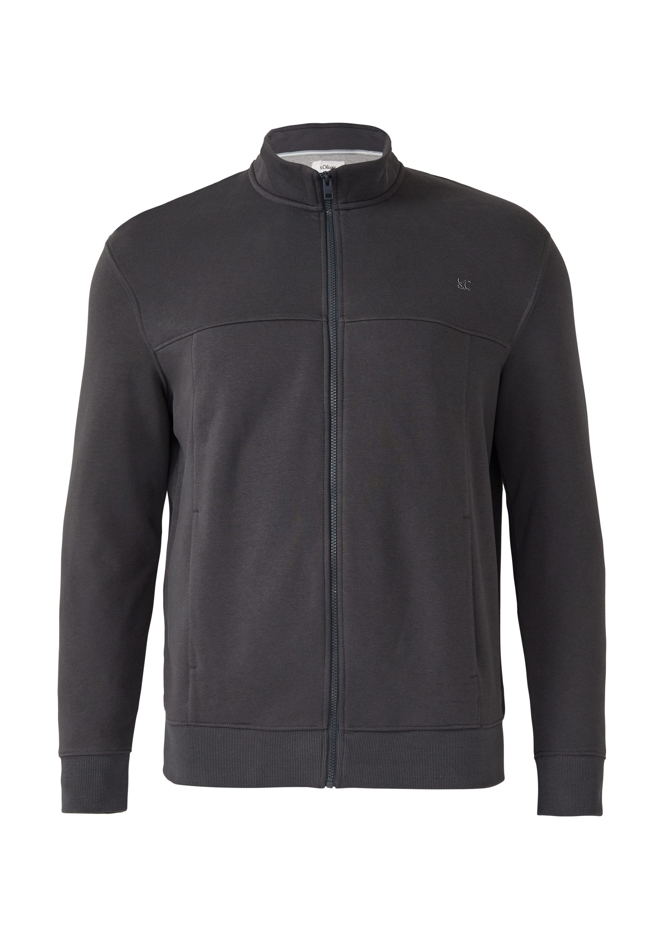 s.Oliver Sweatjacke Sweatshirt Jacke Sweatjacke mit Stehkragen und Label-Pr günstig online kaufen