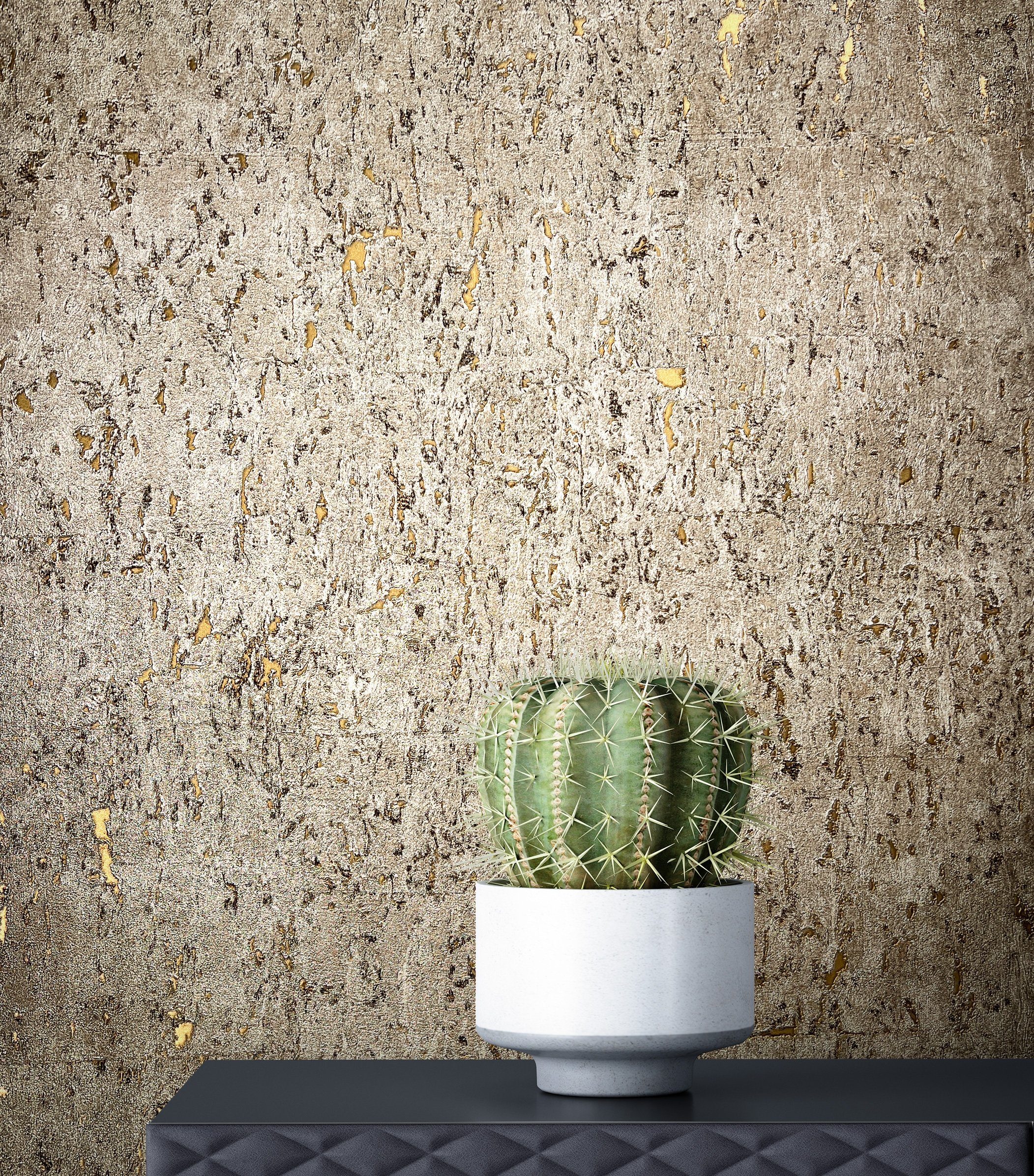 Newroom Vliestapete Specta Barro Tapete Beton-Optik Leicht Glänzend,Beton,Uni, Grau Tapete Industrial Leicht Glänzend - Beton-Optik Unitapete Taupe Gold Loft Modern Beton Uni für Wohnzimmer Schlafzimmer Küche, Unitapete