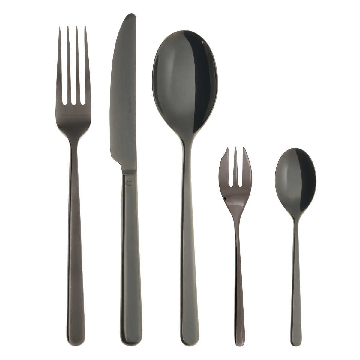 sambonet Besteck-Set Linear Edelstahl / PVD schwarz, 6 Personen, rostfreier Edelstahl 18/10, Vollheft / Monoblock