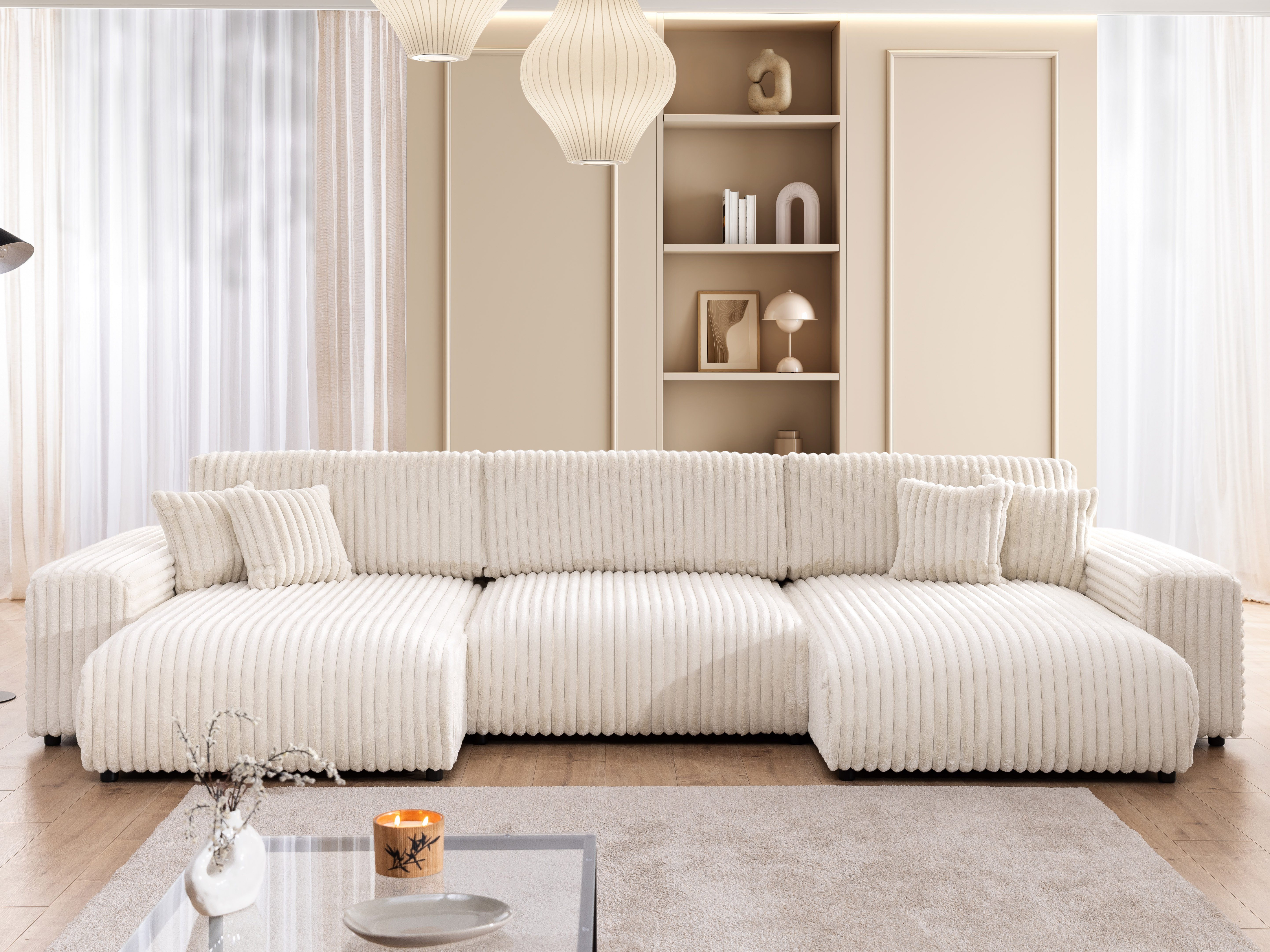 S-Style Möbel Wohnlandschaft Mollis mit Schlaffunktion und Bettkasten aus P günstig online kaufen