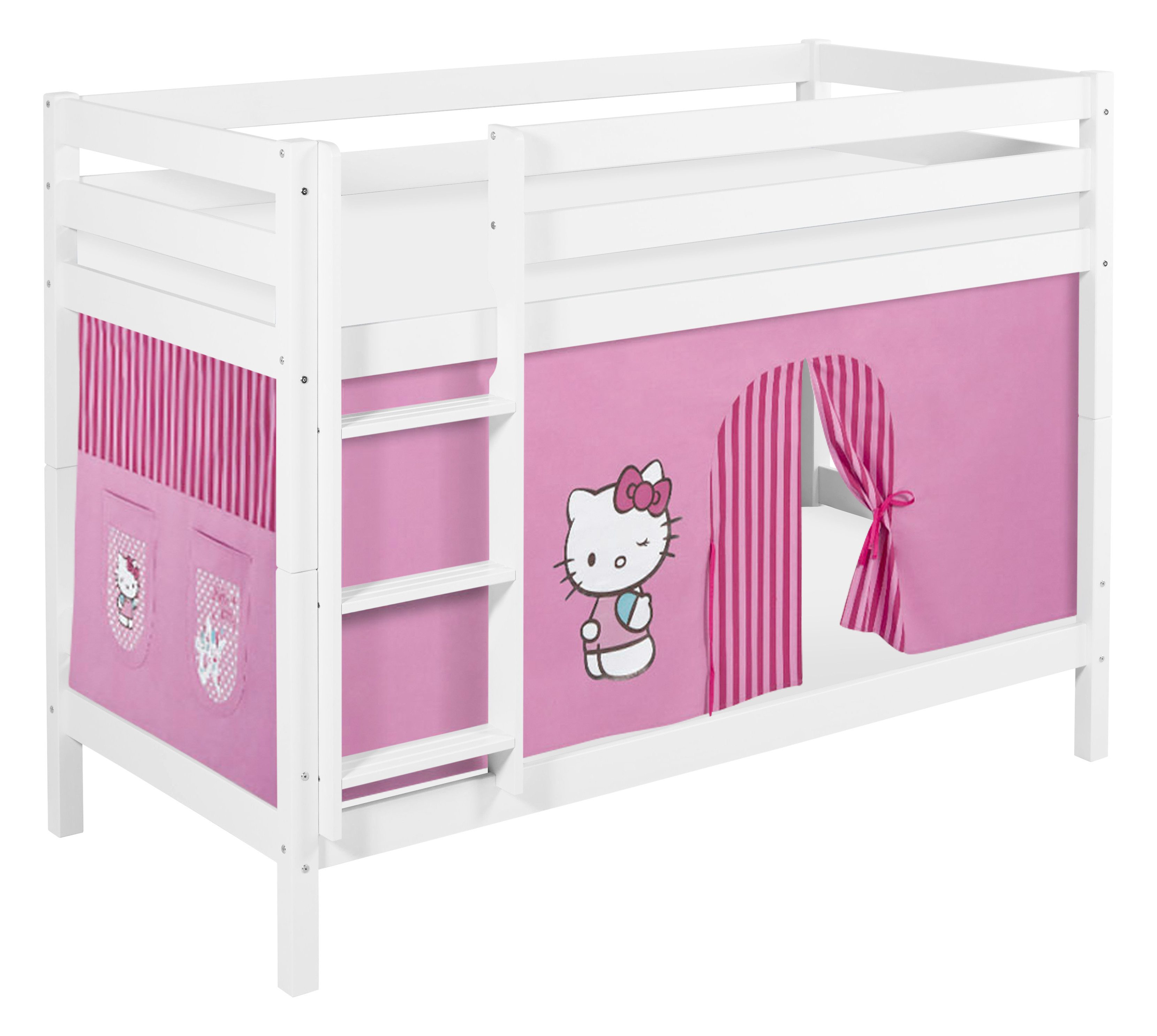 Lilokids Etagenbett JELLE Hello Kitty - Hochbett - inkl. Vorhang und 2 Latt günstig online kaufen