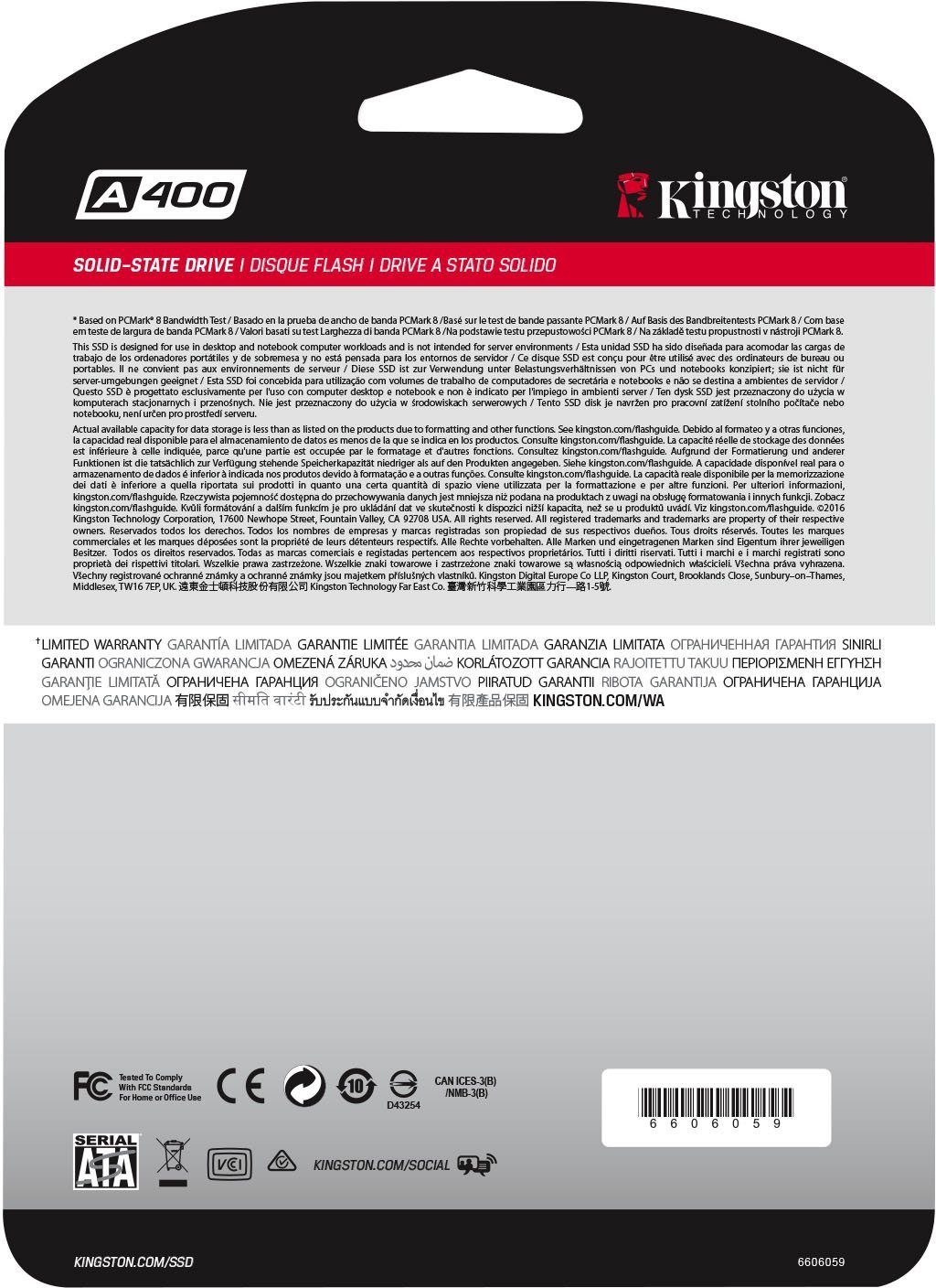 Kingston A400 interne SSD (240 GB) 2,5" 500 MB/S Lesegeschwindigkeit, 350 MB/S Schreibgeschwindigkeit