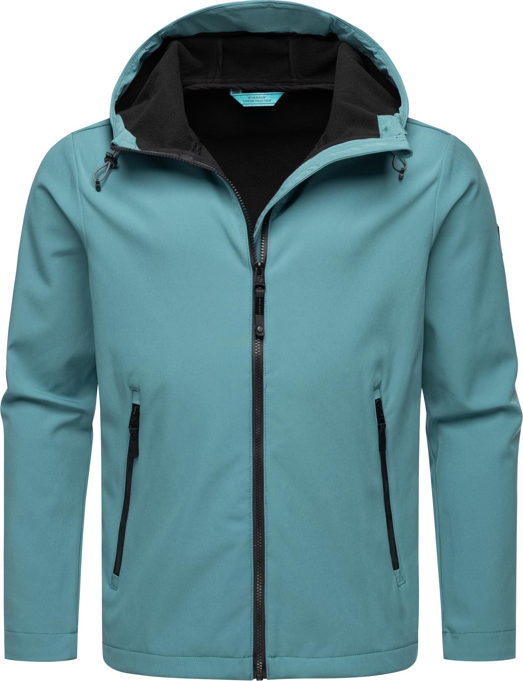 Ragwear Softshelljacke Shellwie Warm wasserdichte Herren Übergangsjacke mit großer Kapuze