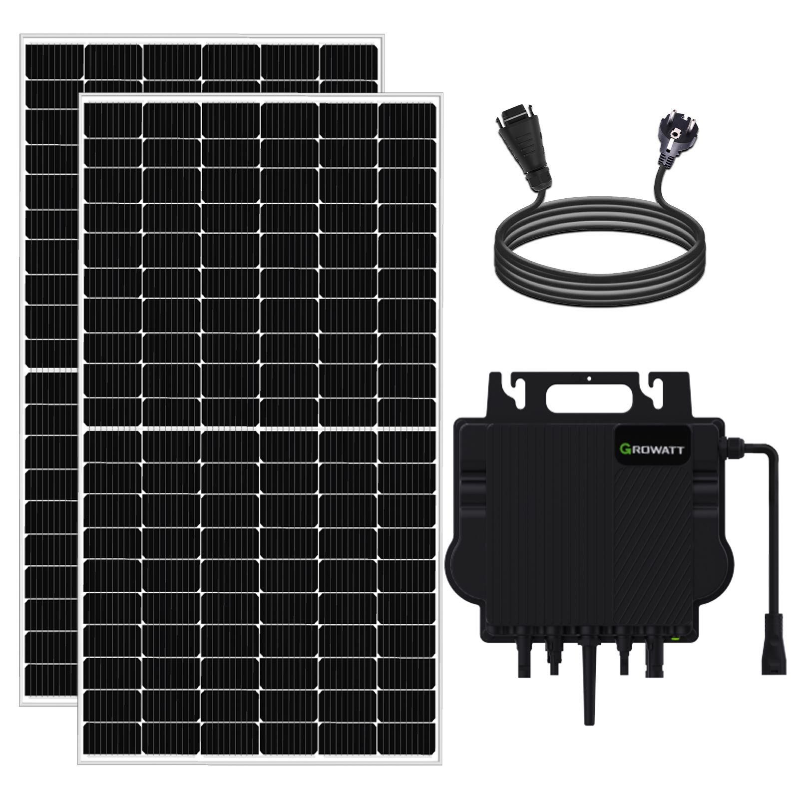 Stegpearl Balkonkraftwerk 750W Balkonkraftwerk 800W komplett Steckdose, 750,00 W, Monokristallin, (800 Watt upgradebarer Growaat NEO WLAN Wechselrichter 600W/800W), 2x375W Bifaziale Glas/Glas Solarmodule im Solaranlage Komplettset