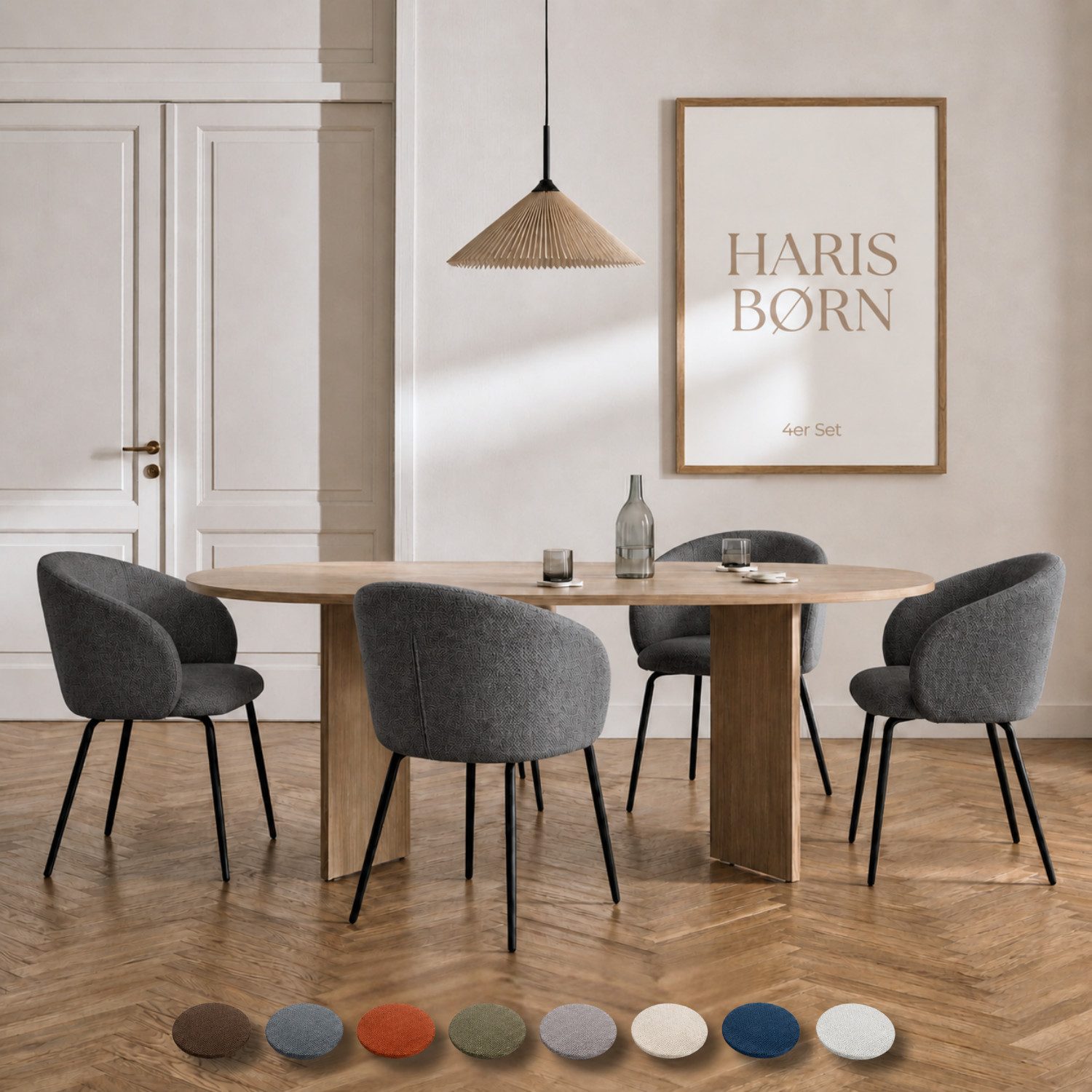 Haris Børn Esszimmerstuhl mit Armlehnen NØR - Hochwertige Polsterstühle für Esszimmer (Set, 4 St), Premium Esszimmer Stühle & Wohnzimmer Stühle