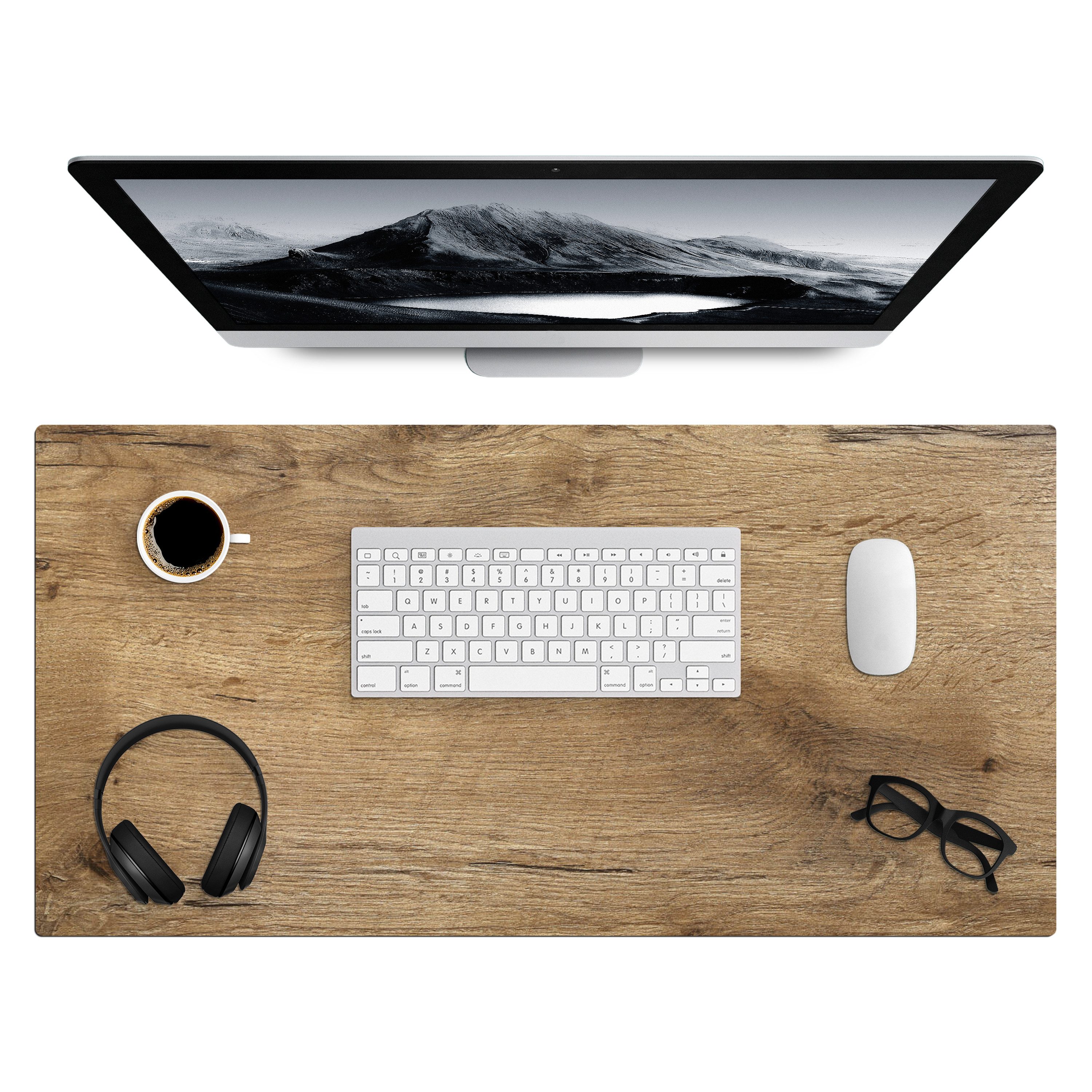 MuchoWow Gaming Mauspad Holz - Braun - Holzoptik (1-St), Gaming Mauspad XXL, Schreibtischunterlage, Desk Mat Groß, 80x40 cm