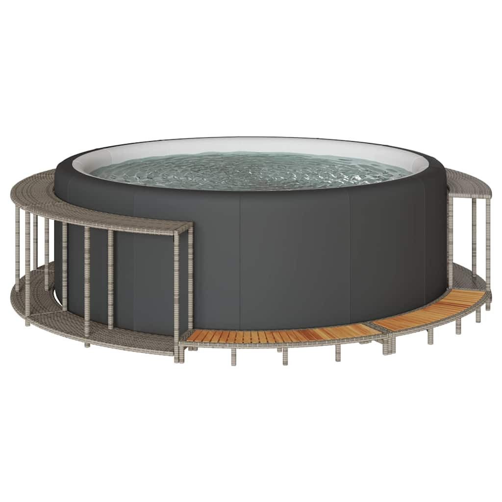 vidaXL Poolleiter, Whirlpool-Umrandung mit Stauraum Holztreppe günstig online kaufen