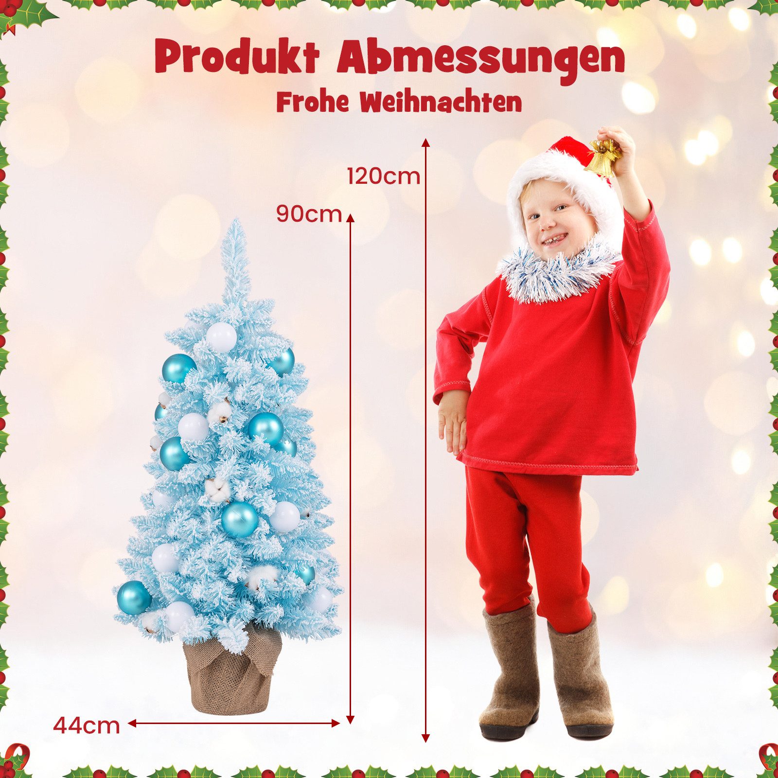 COSTWAY Künstlicher Weihnachtsbaum, 90cm, 136 Spitzen, inkl. Ornamente