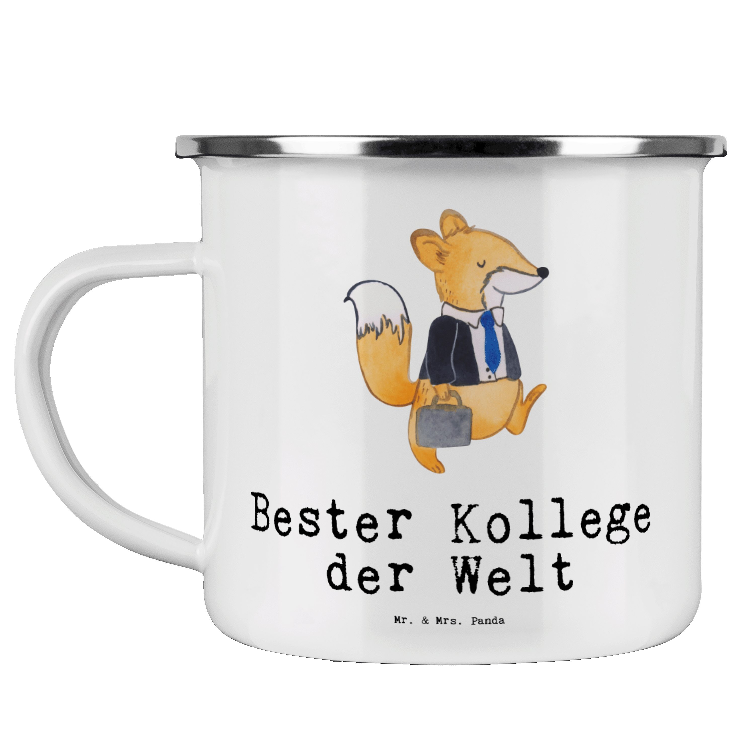 Mr. & Mrs. Panda Becher Fuchs Bester Kollege der Welt - Weiß - Geschenk, Danke, Ruhestand, Em, Emaille