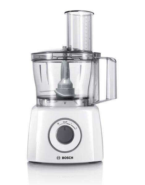 BOSCH Küchenmaschine MultiTalent 3 MCM3100W, 800 W, 2,3 l Schüssel, Schneid-Raspel-Wendescheibe, Schlagscheibe (Sahne), Deckel, weiß – Bild 2 von 5