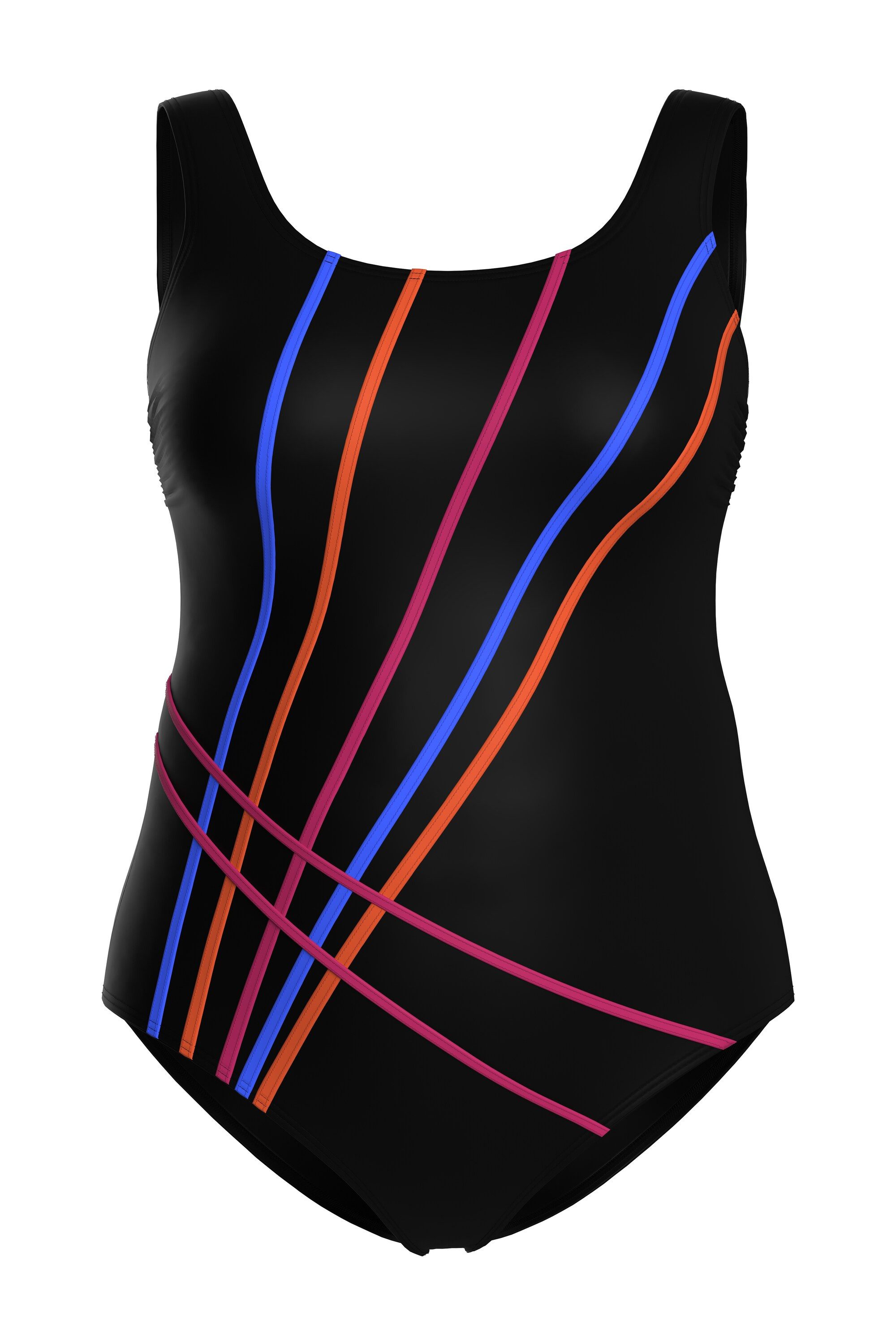 Ulla Popken Badeanzug Badeanzug Streifen ohne Softcups Rundhals günstig online kaufen