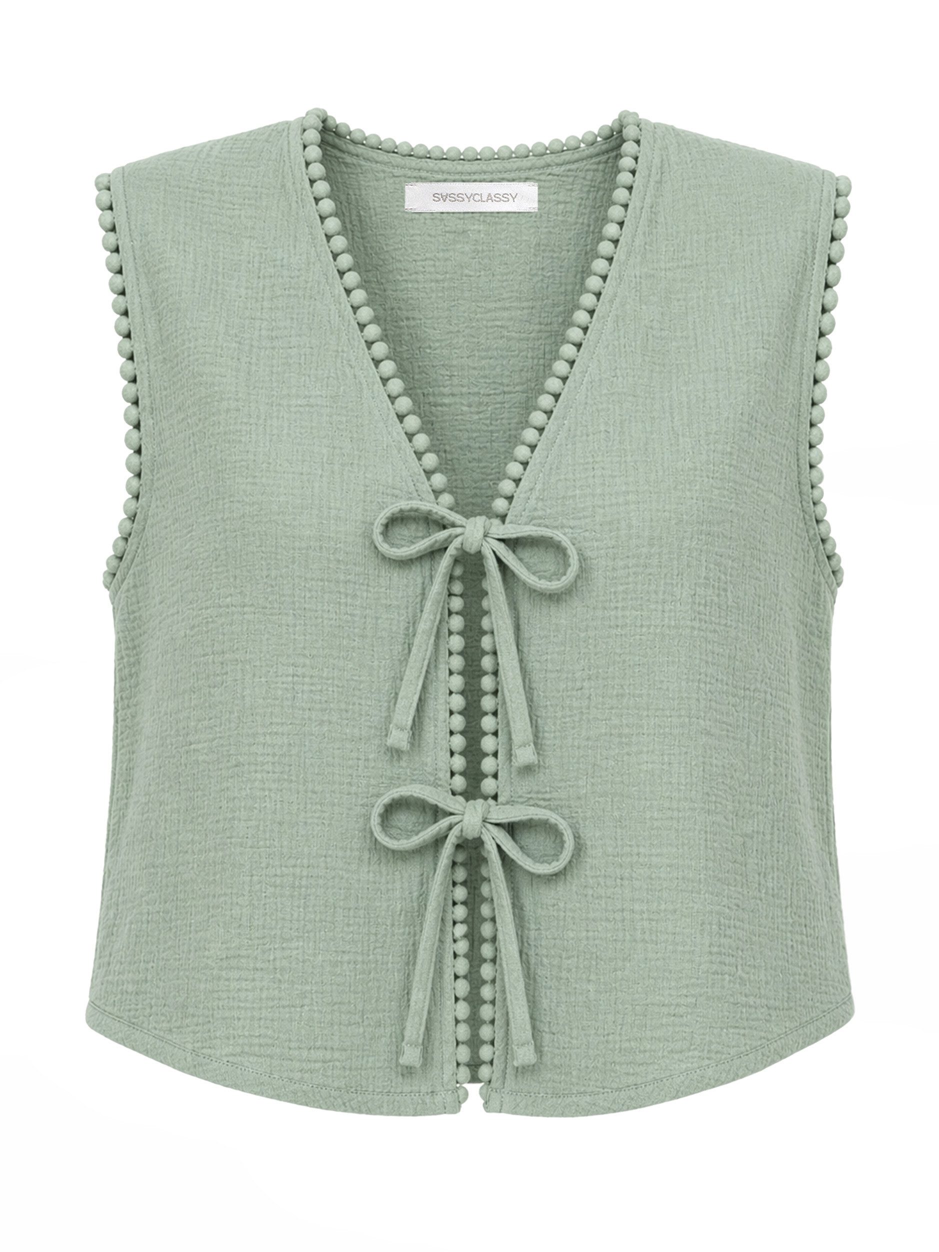 T-Shirt Musselin Top mit Schleifen Damen