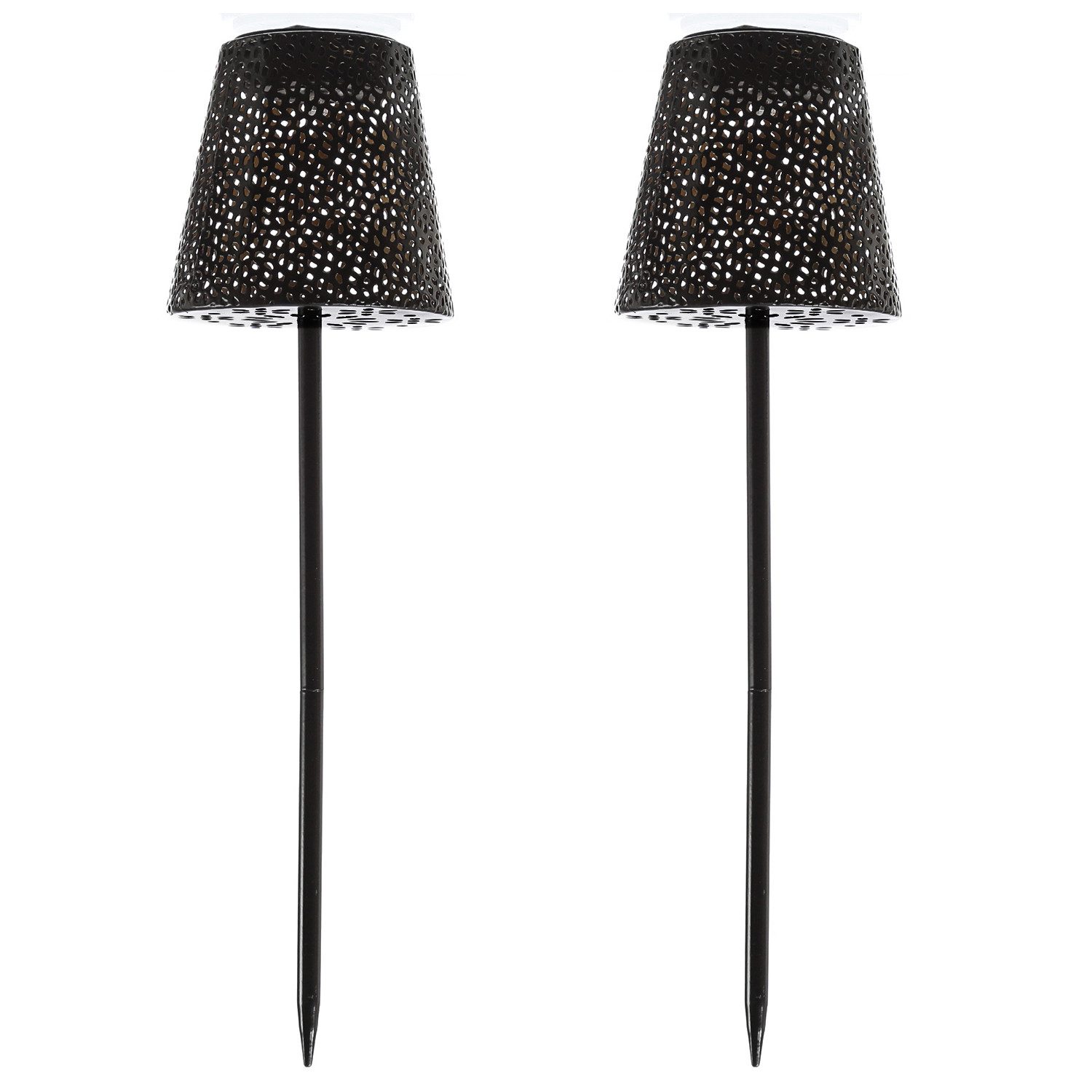 MARELIDA LED Solarleuchte LED Solar Gartenleuchten Blumenmuster Gartenstecker H: 58cm 2er Set, LED Classic, warmweiß (2100K bis 3000K)
