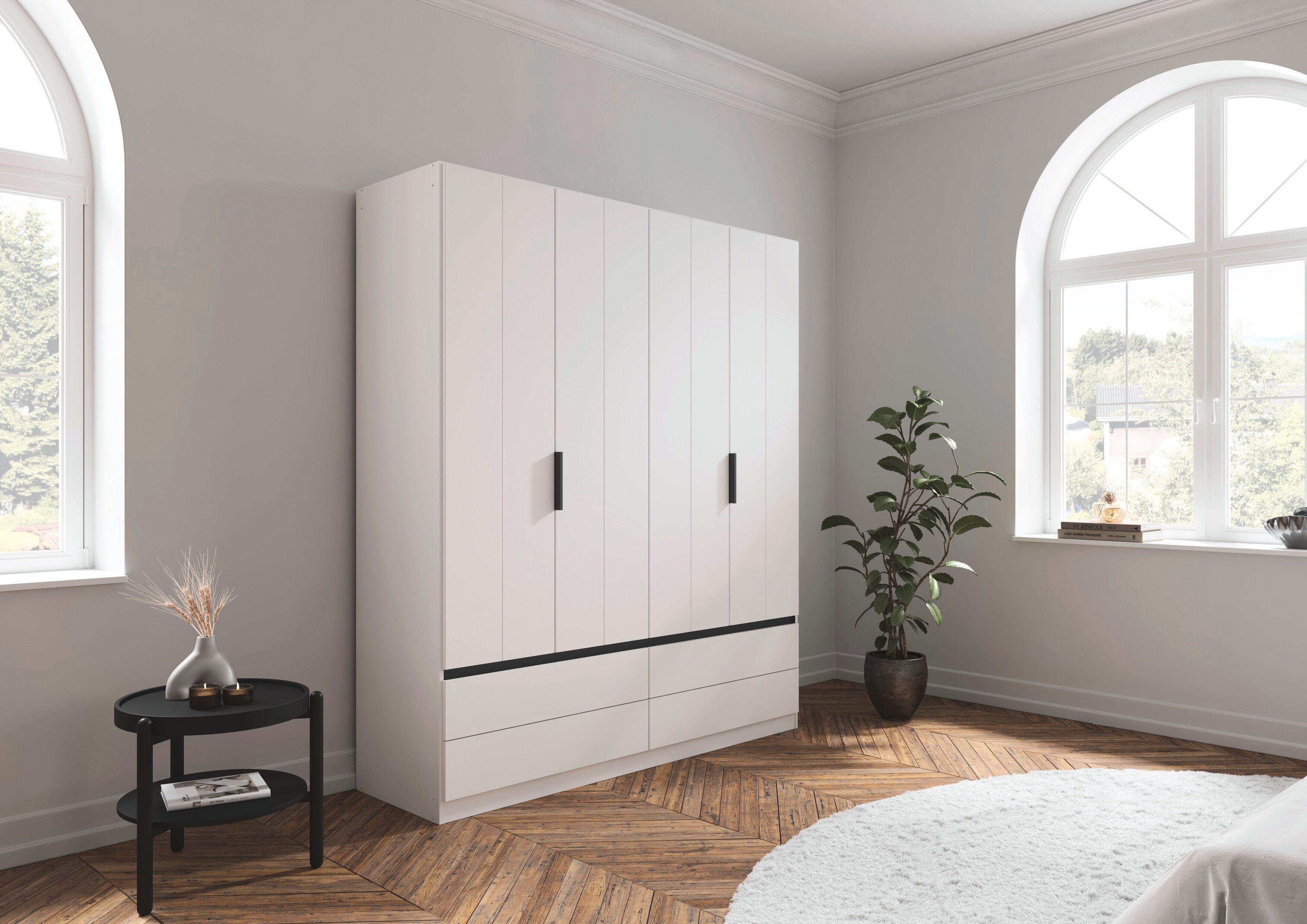 OTTO home Kleiderschrank Schrank Garderobe ARVEN Breiten 181/226/271cm (3 verschiedene Ausstattungen BASIC/CLASSIC/PREMIUM (inkl. SOFT-CLOSE) puristisches Design in Plankenoptik mit Metallgriffen MADE IN GERMANY