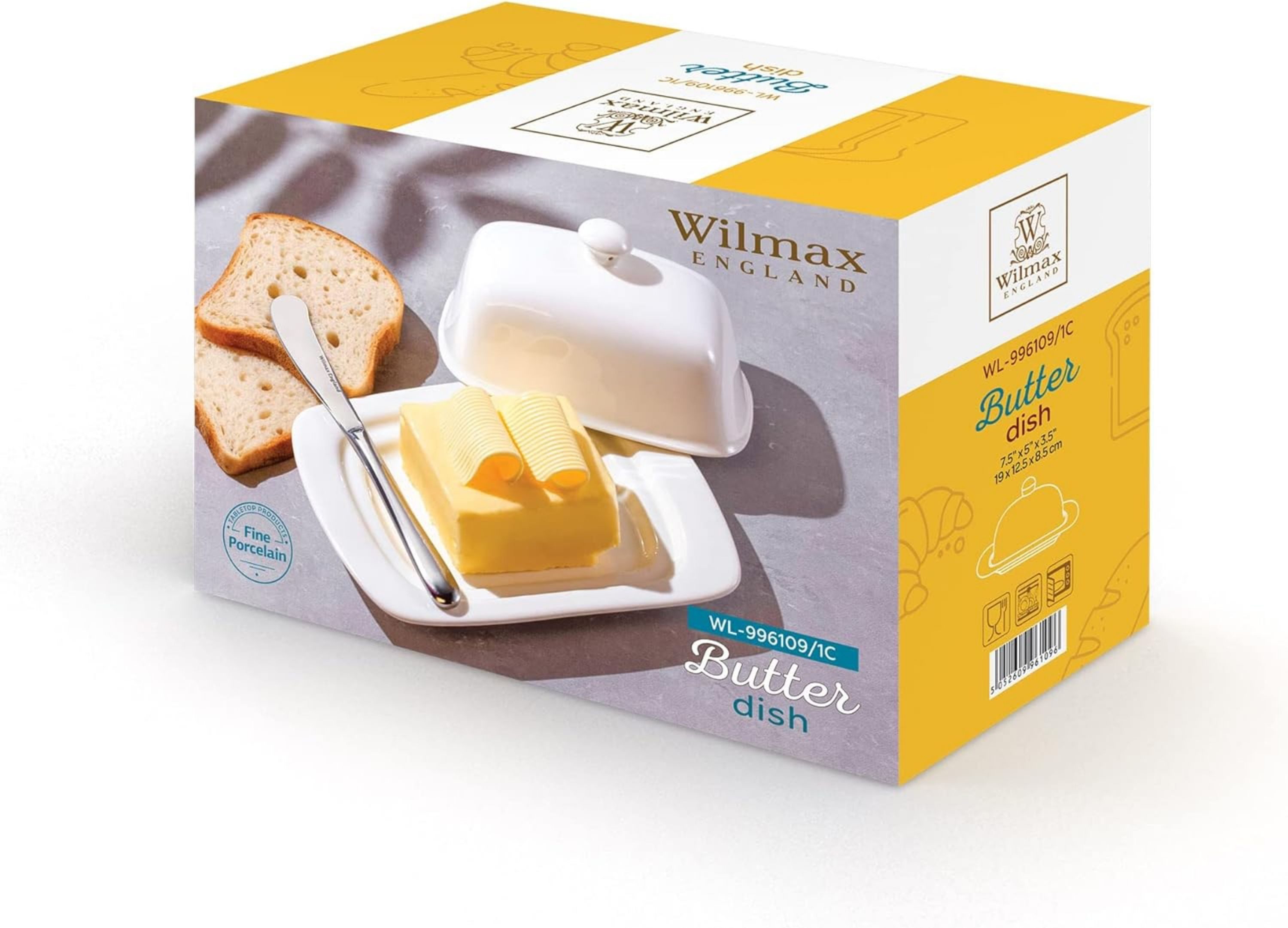 Wilmax England Geschirr-Set, Butterdose Keramik, Porzellan Weiß, Für alle Geschirre, Kratzfest