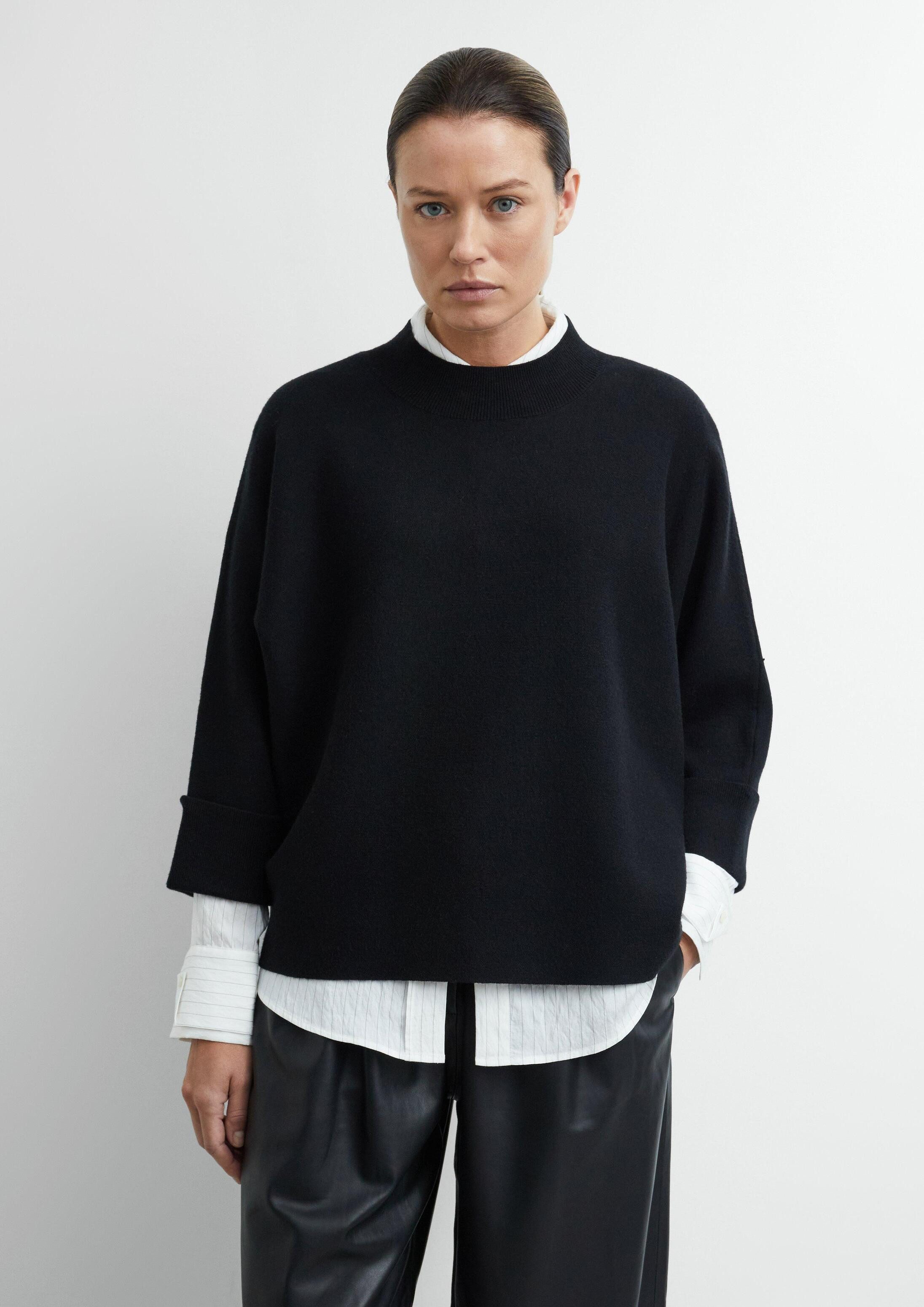 comma Longpullover Strickjacke Feinstrick-Poncho mit 3/4-Ärmeln und Loose Fit