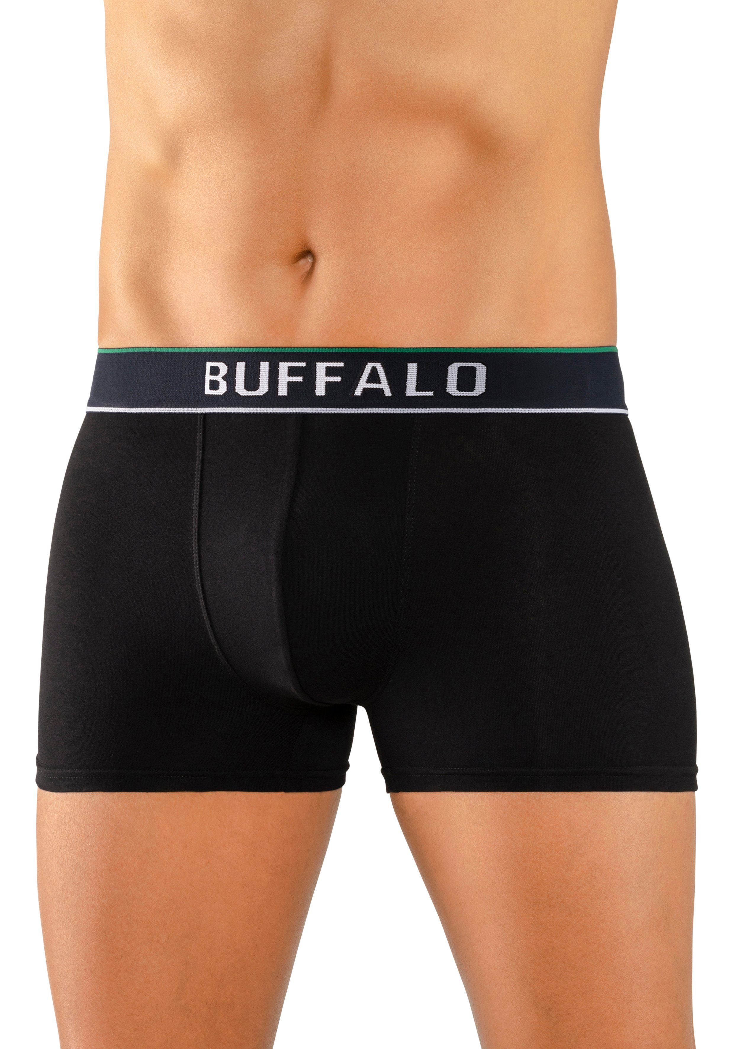 Design 3-St) im schwarz, schwarz-grün Webbund Boxer Buffalo (Packung, schwarz-navy, College