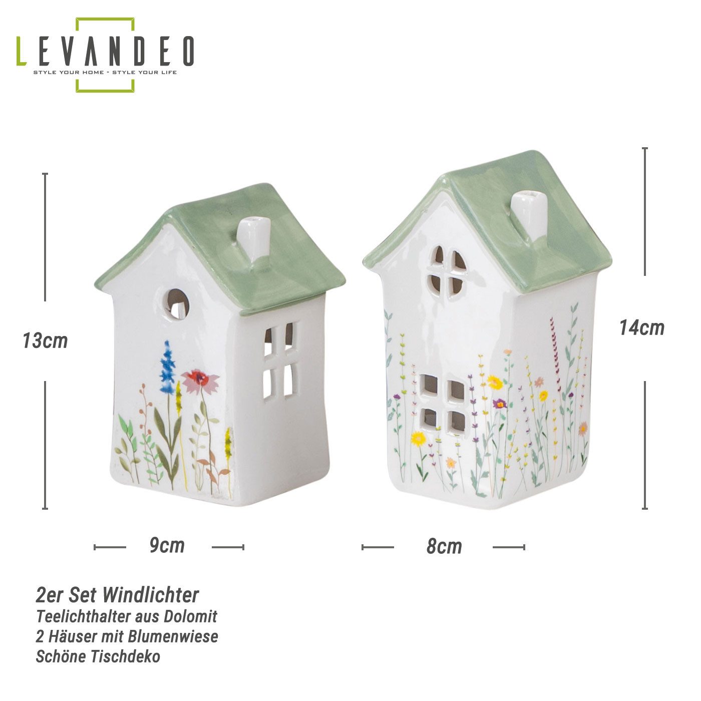 Levandeo® Windlicht, 2er Set Windlicht Häuser günstig online kaufen