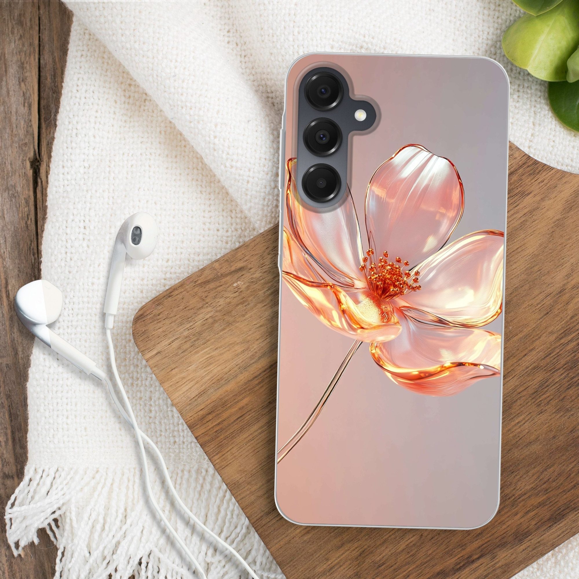 MuchoWow Handyhülle für Samsung Galaxy A16 5G Gläser - Blume - Rosa, Phone Case, Silikon, Schutzhülle Dünn