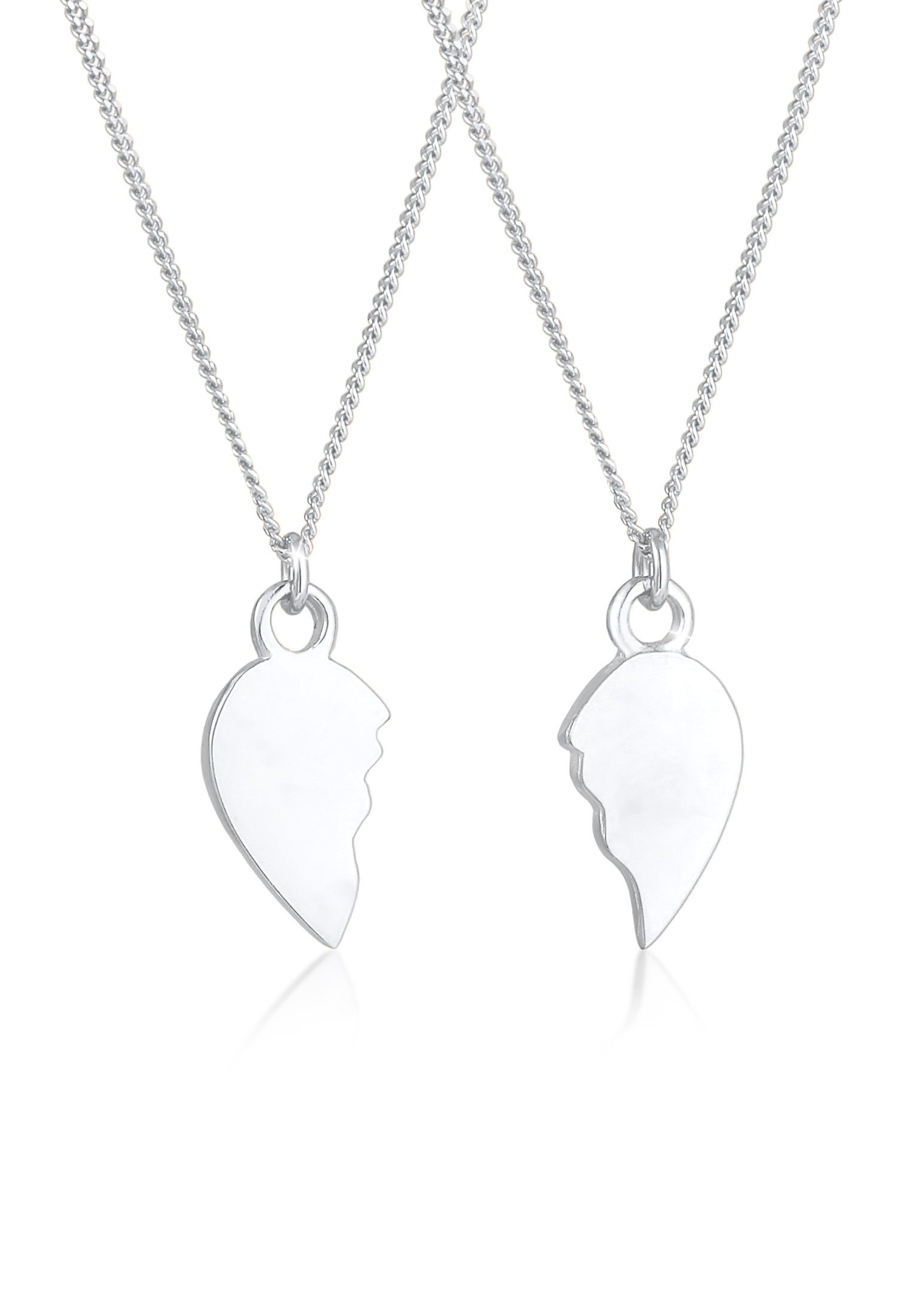 Elli Ketten-Set Herz gebrochen Freundin Partner 2er Set 925 Silber, Herz