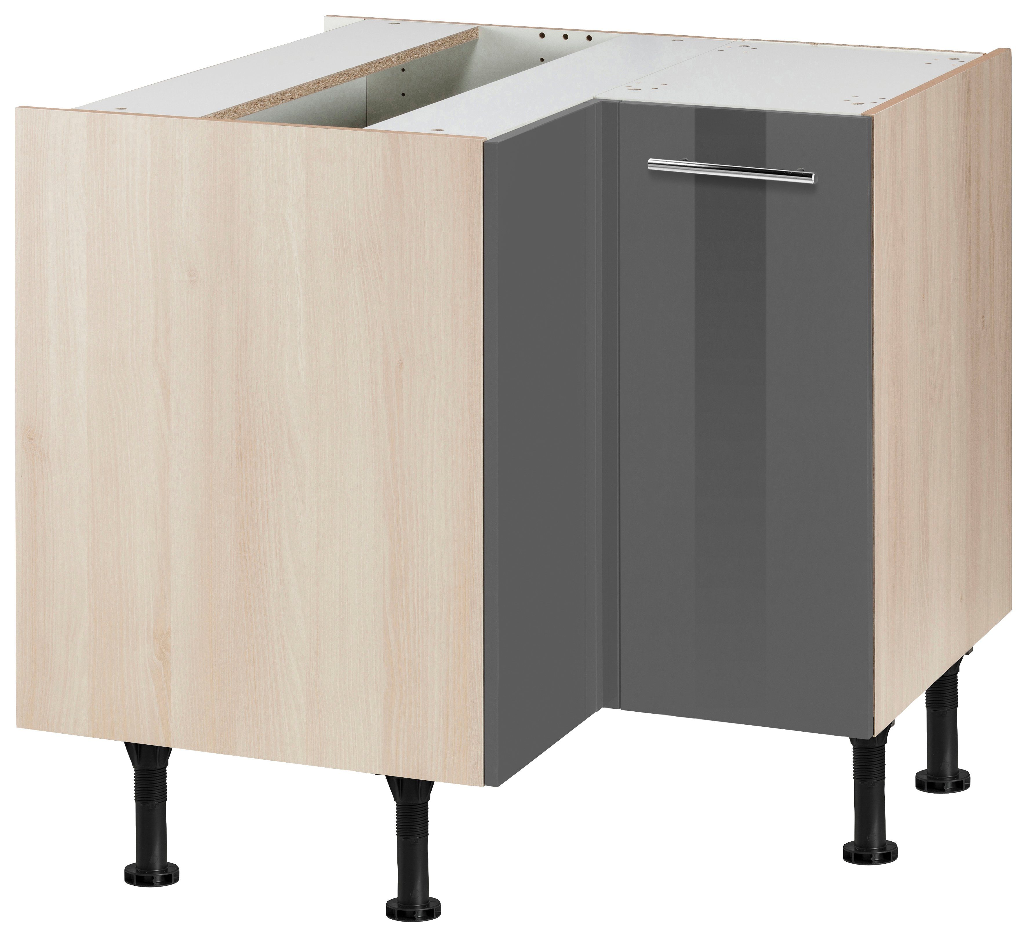 OPTIFIT Eckunterschrank Bern Breite 90x90 cm, mit Tür, höhenverstellbare Füße, mit Metallgriff