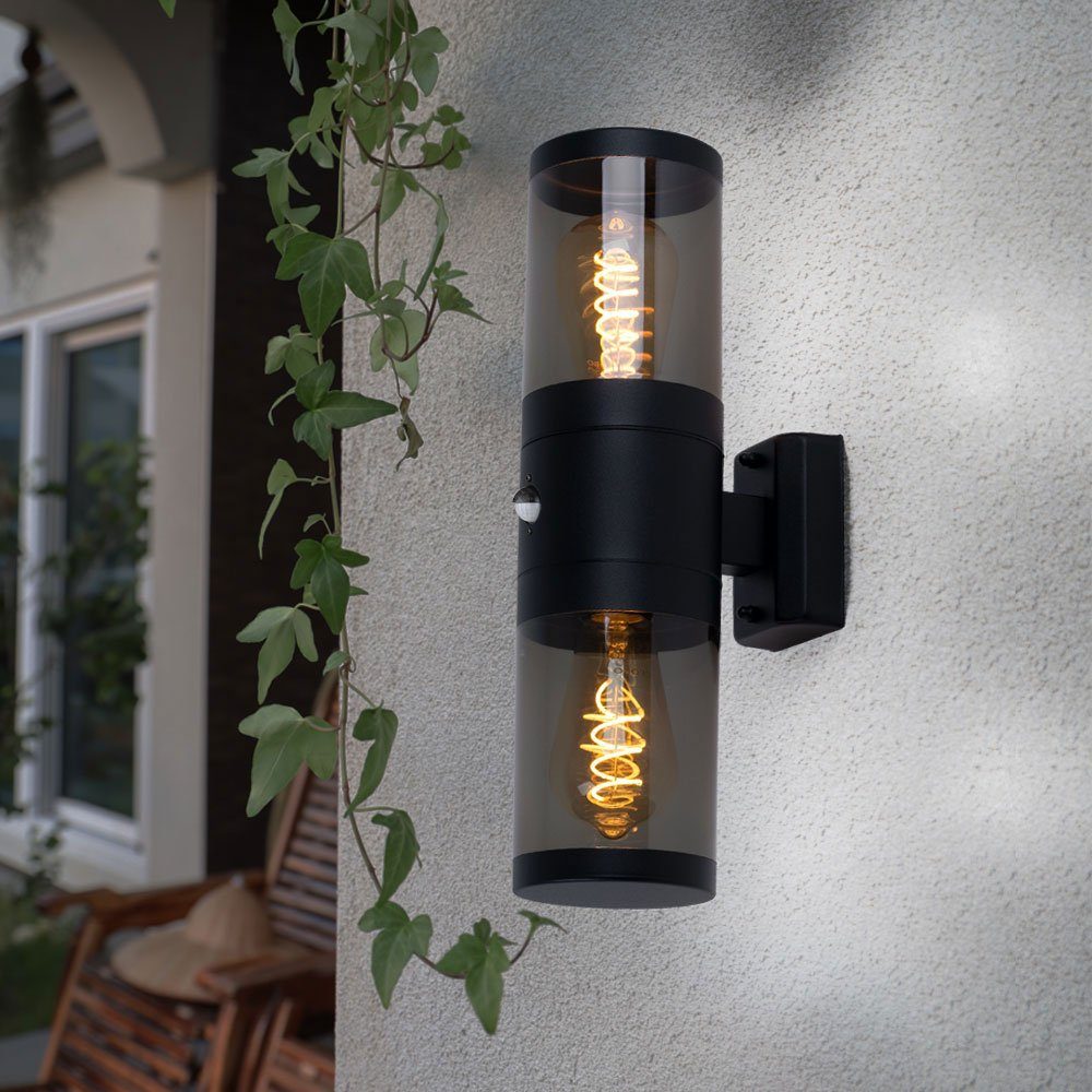 etc-shop Außen-Wandleuchte, Leuchtmittel nicht Gartenleuchte inklusive, Außenleuchte Bewegungsmelder Wandlampe mit