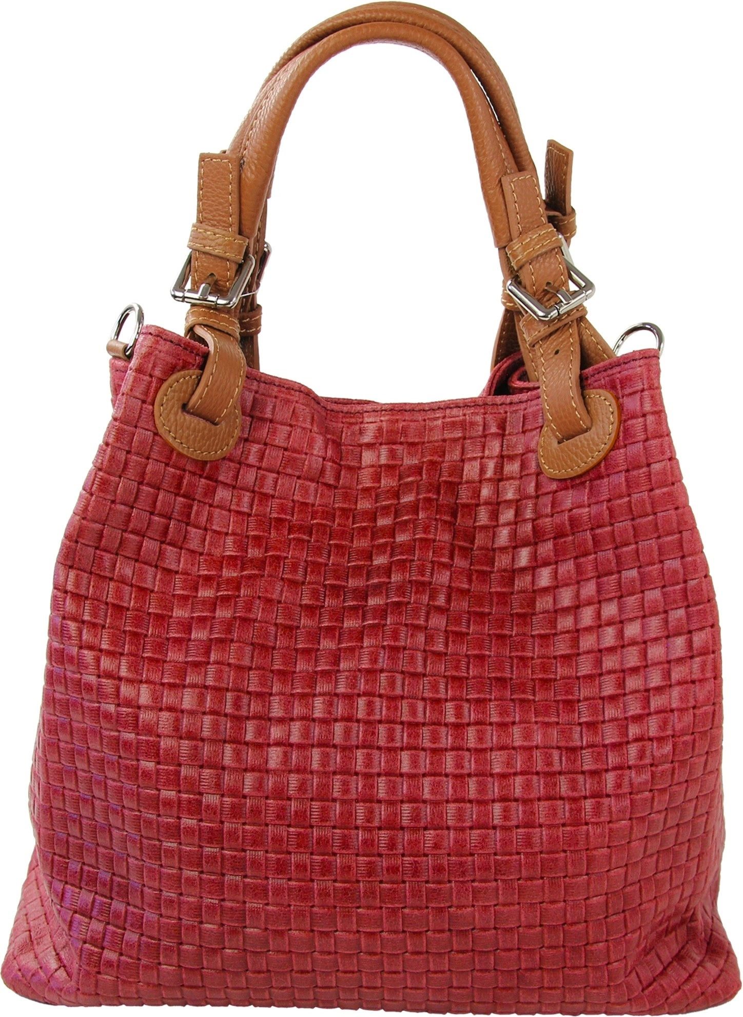 Toscanto Handtasche Toscanto Tasche dunkelrot, bordeaux (Handtasche), Damen Leder Handtasche, Umhängetasche, dunkelrot, bordeaux ca. 31cm