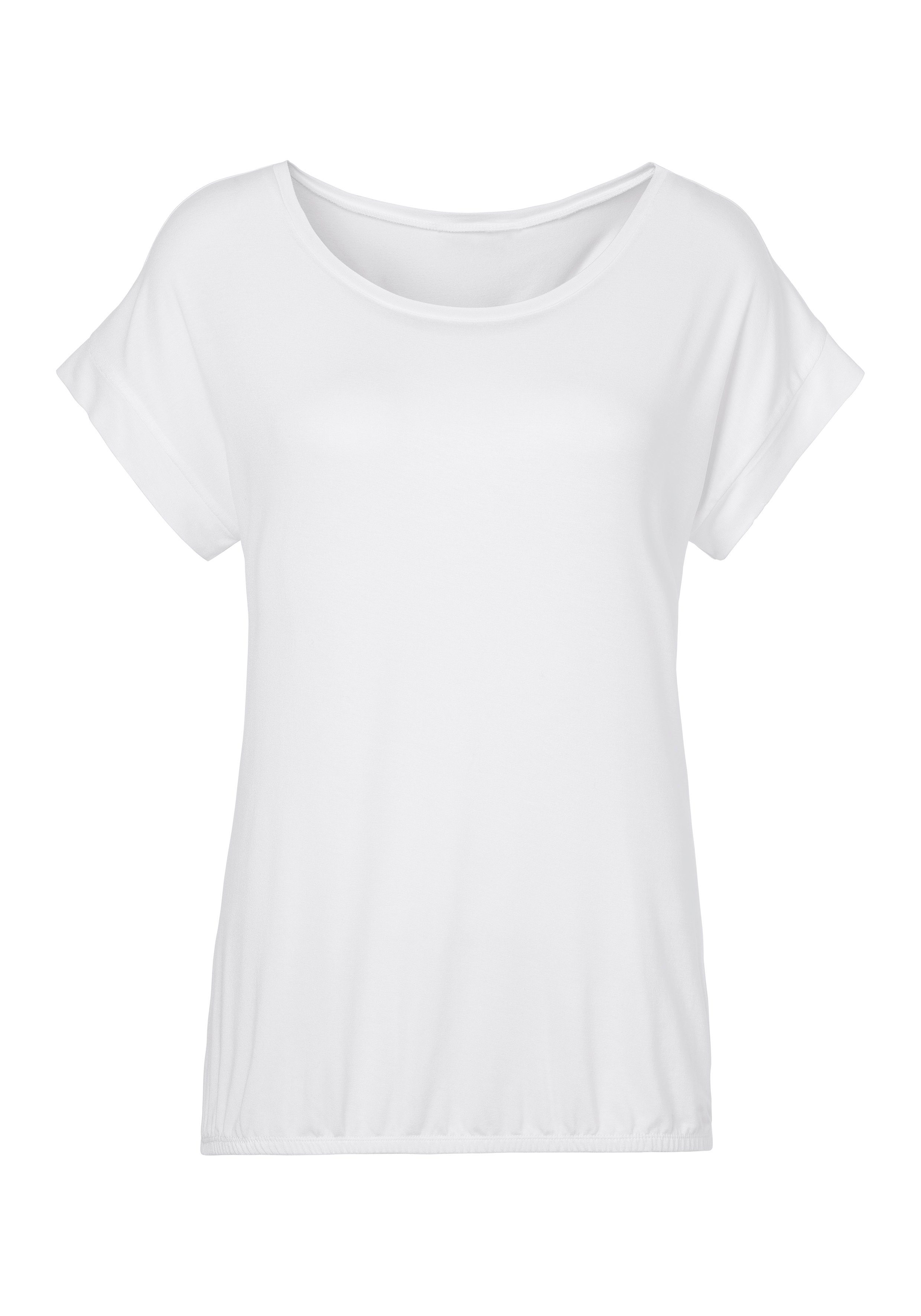 Vivance Kurzarmshirt mit Gummizug im Bund (2er-Pack) Sommershirts aus weichem Viskose-Stretch