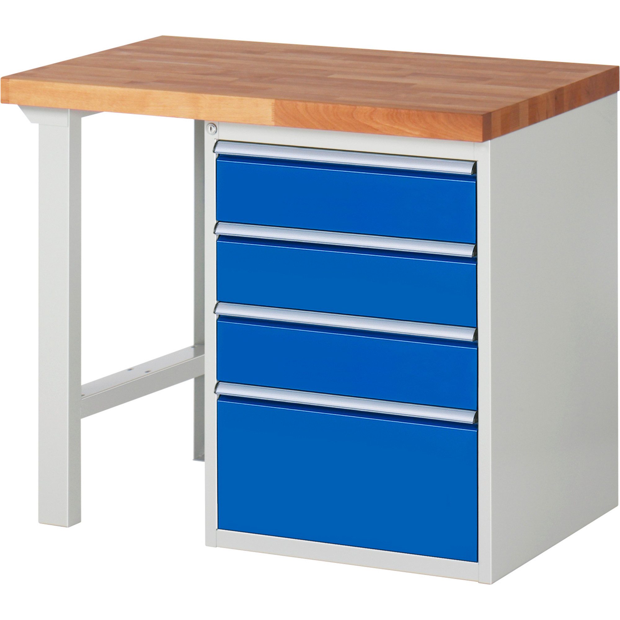 RAU Werkbank Werkbank 1000x700x890mm 4xSchublade-TA lichtgrau/enzianblau