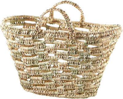 Kobolo Shopper Tasche aus Palmblatt mit Lochmuster und Griffen