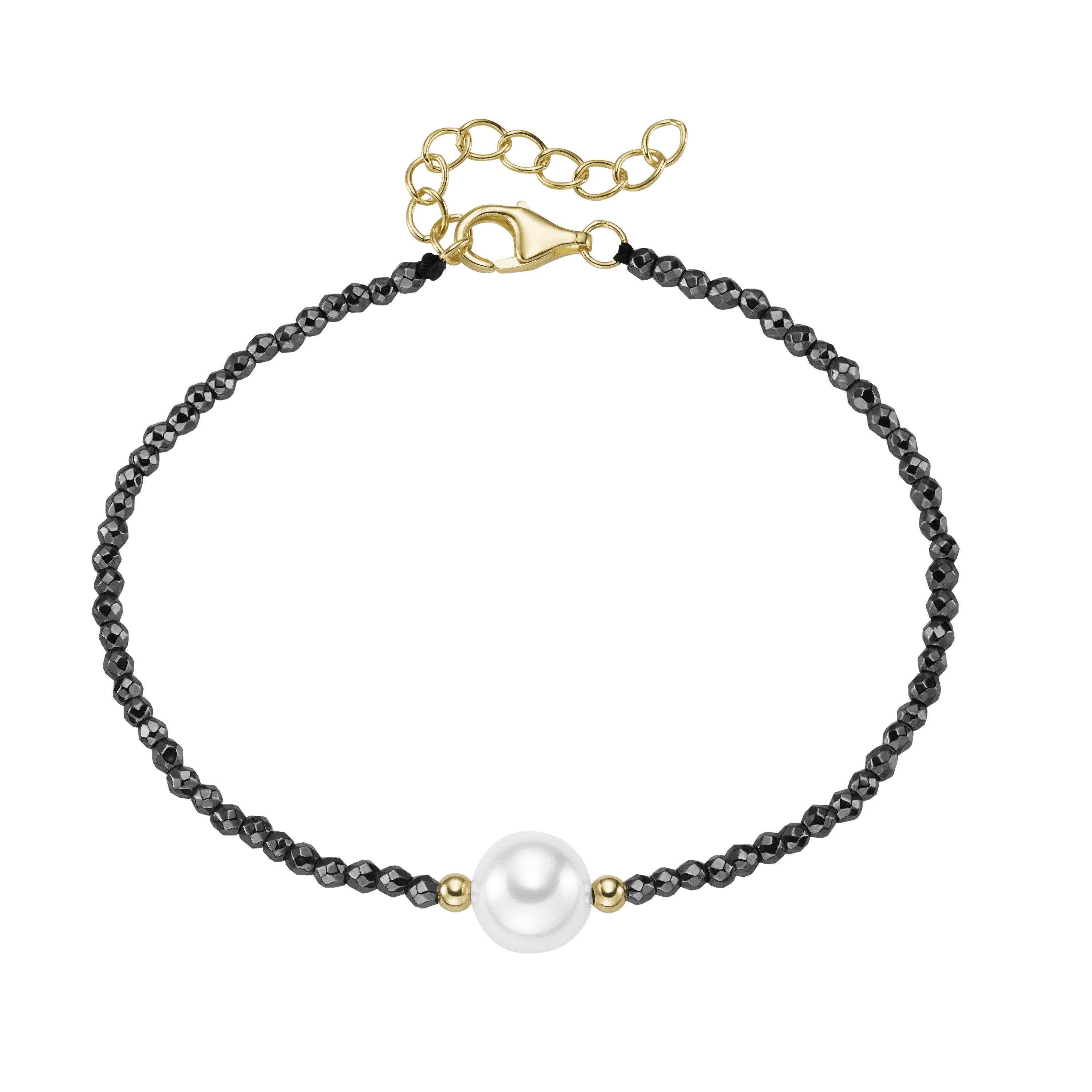 Smart Jewel Armband mit Hämatit-Kugeln + Muschelkern-Perle, Silber 925 günstig online kaufen
