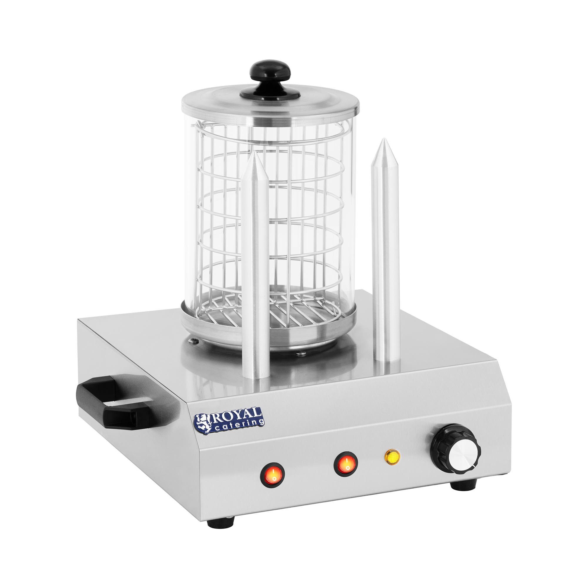 Royal Catering Hotdog-Maker Hot Dog Maschine 2 Spieße Funfood Stahl Steamer, 422 W