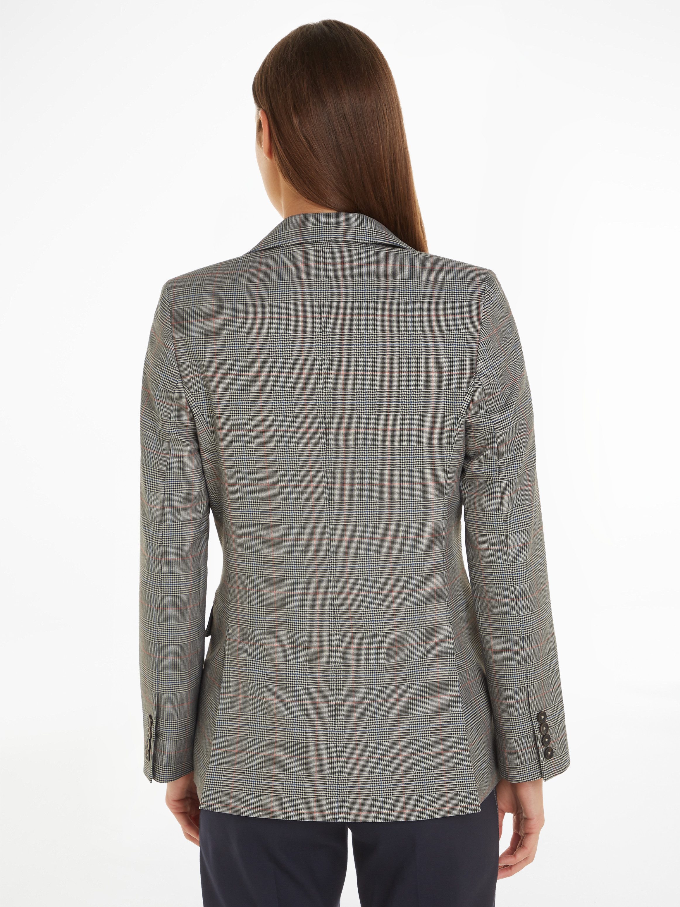 Tommy Hilfiger Kurzblazer POW CHECK REGULAR BLAZER (Global Serie TH WOMEN) im Karodessin
