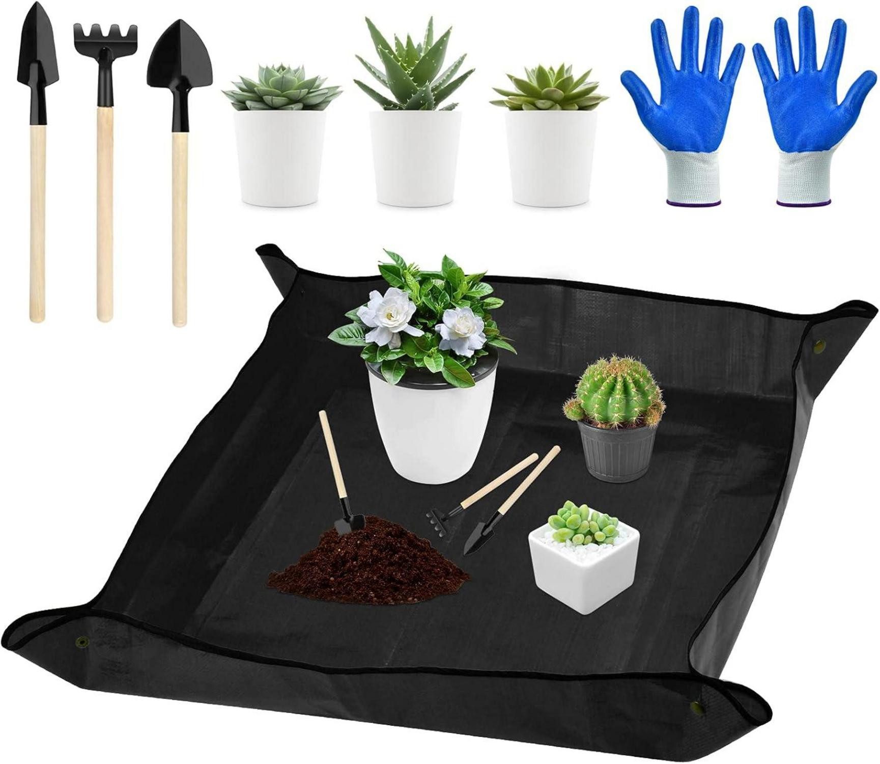 Dekohänger Wasserdichte Gartenmatte Pflanzmatte Schwarz 100x100cm inkl. Zubehör