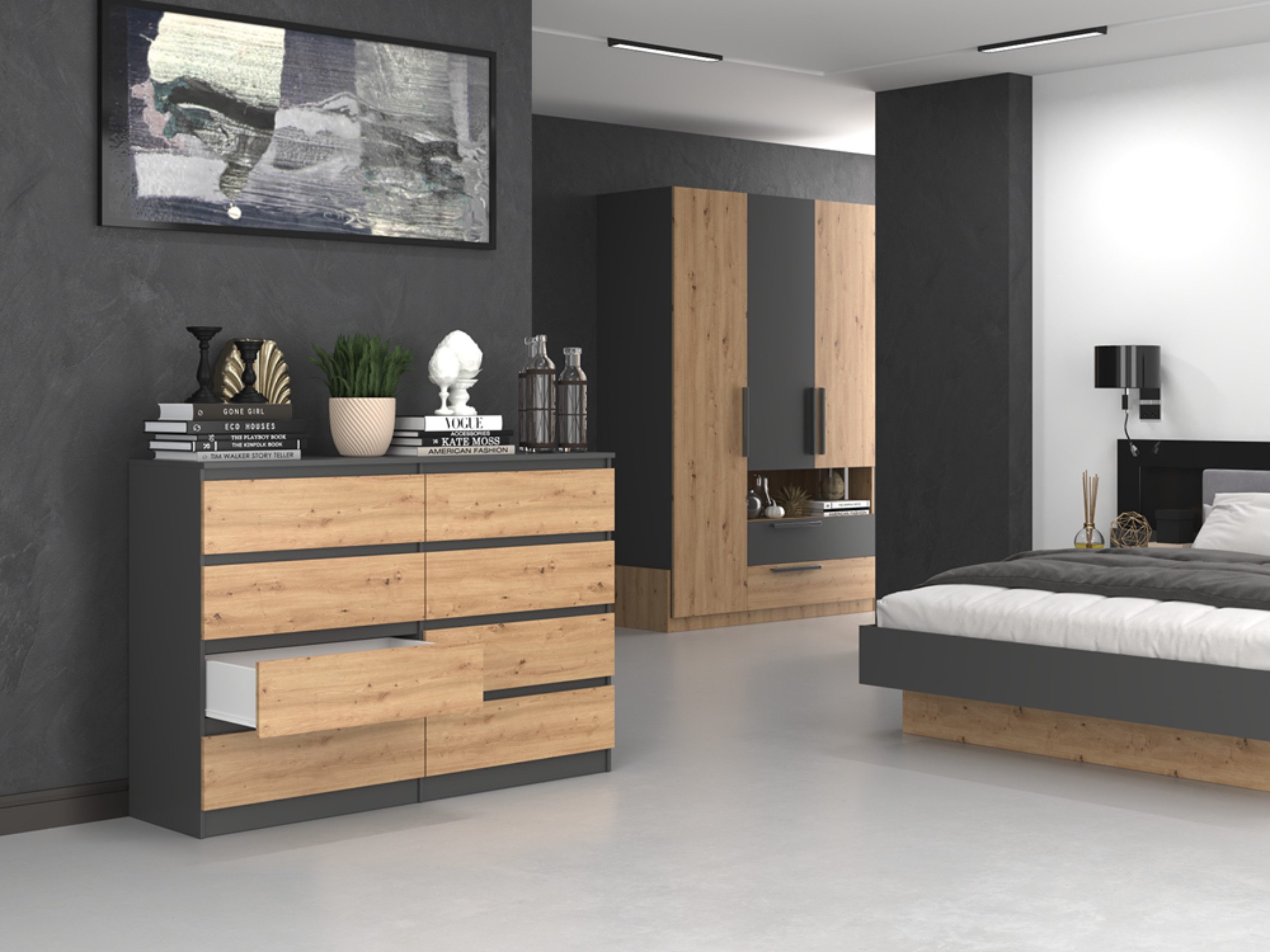 Home Collective Kommode Highboard Sideboard für Flur Schlafzimmer Wohnzimmer (Perfekt für Wohnzimmer, Schlafzimmer oder Esszimmer), mit 8 Schubladen, Breite 140 – Bild 5 von 5