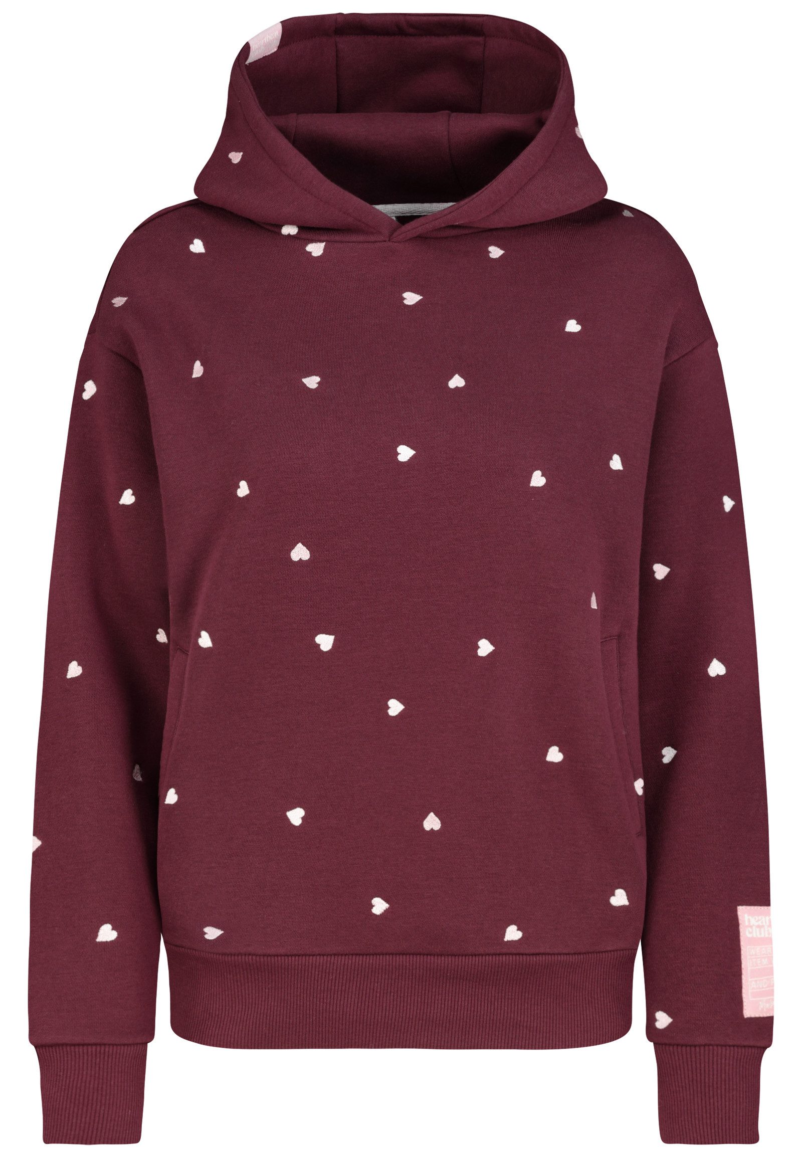 Eight2Nine Kapuzenpullover Damen Hoodie Allover bestickt Oversize Fit, aufgestickte Sterne oder Schleifen