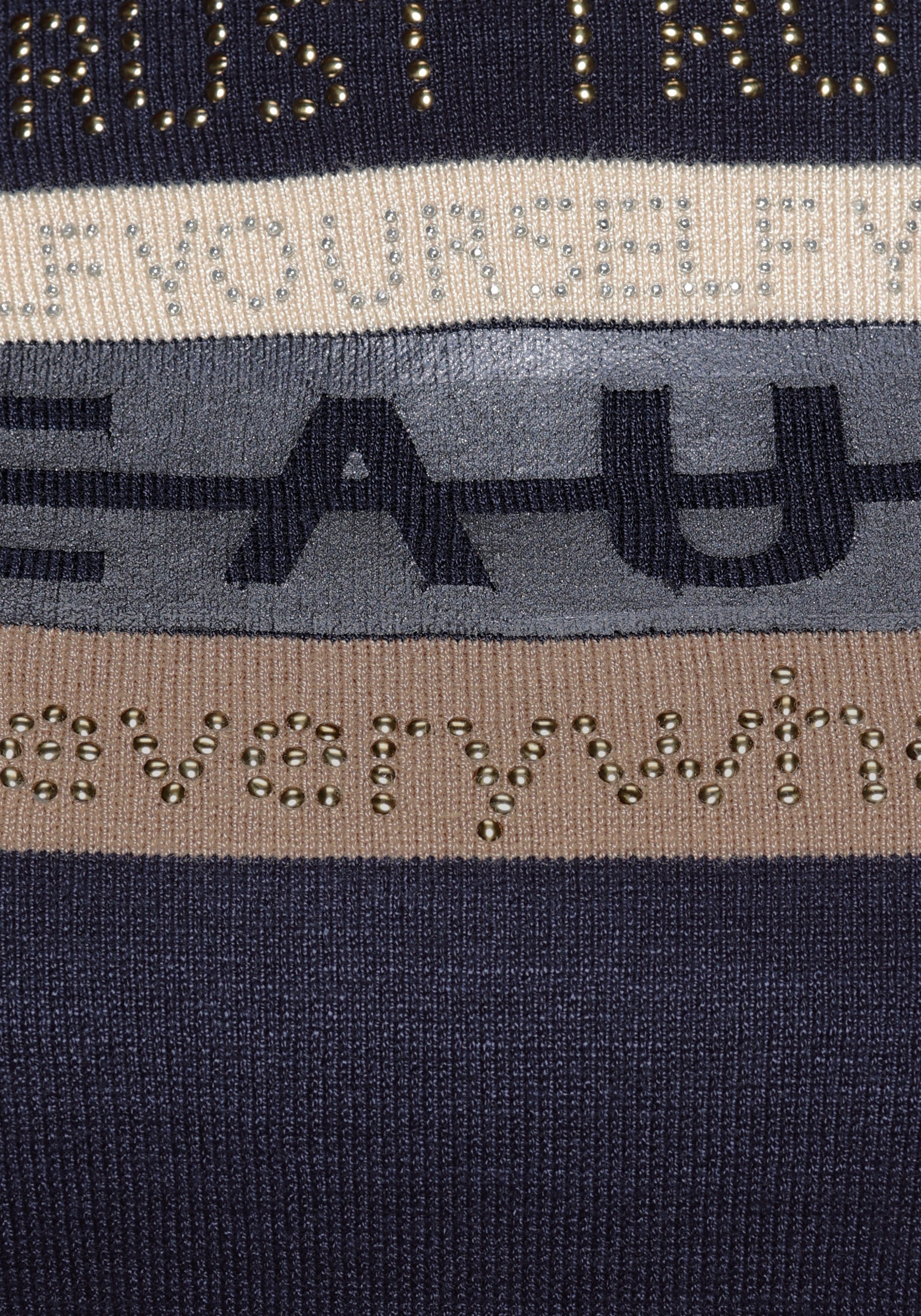 Laura Scott Strickpullover in Streifen-Design mit Glitzersteinen